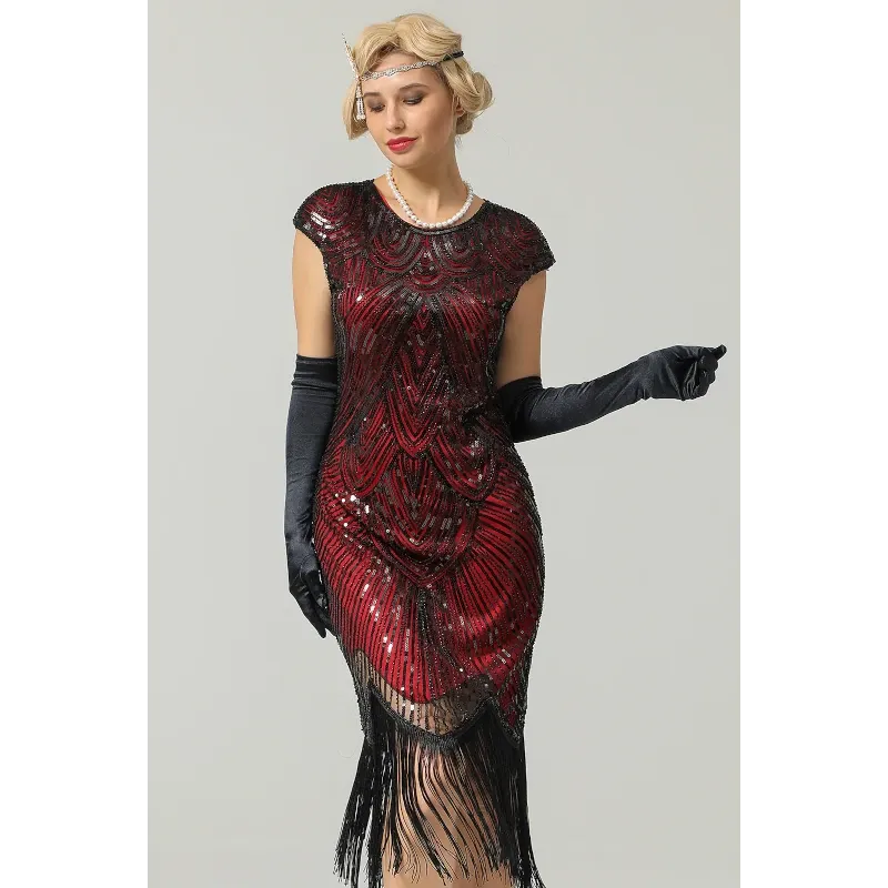 1920s Fringe Flapper Dress - Red - Hire