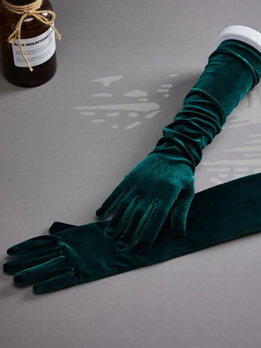 52CM Velvet Dress Long Split Finger Gloves MST0103