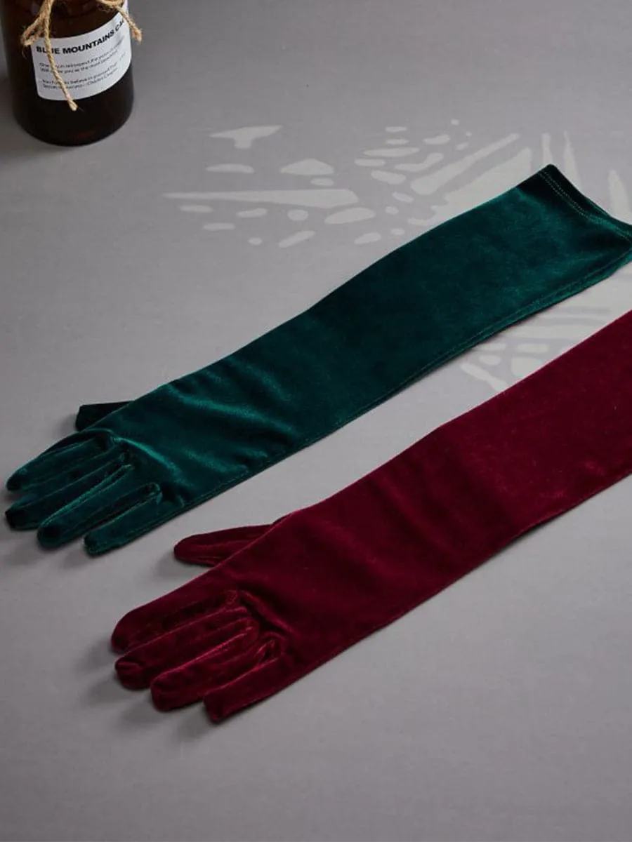 52CM Velvet Dress Long Split Finger Gloves MST0103
