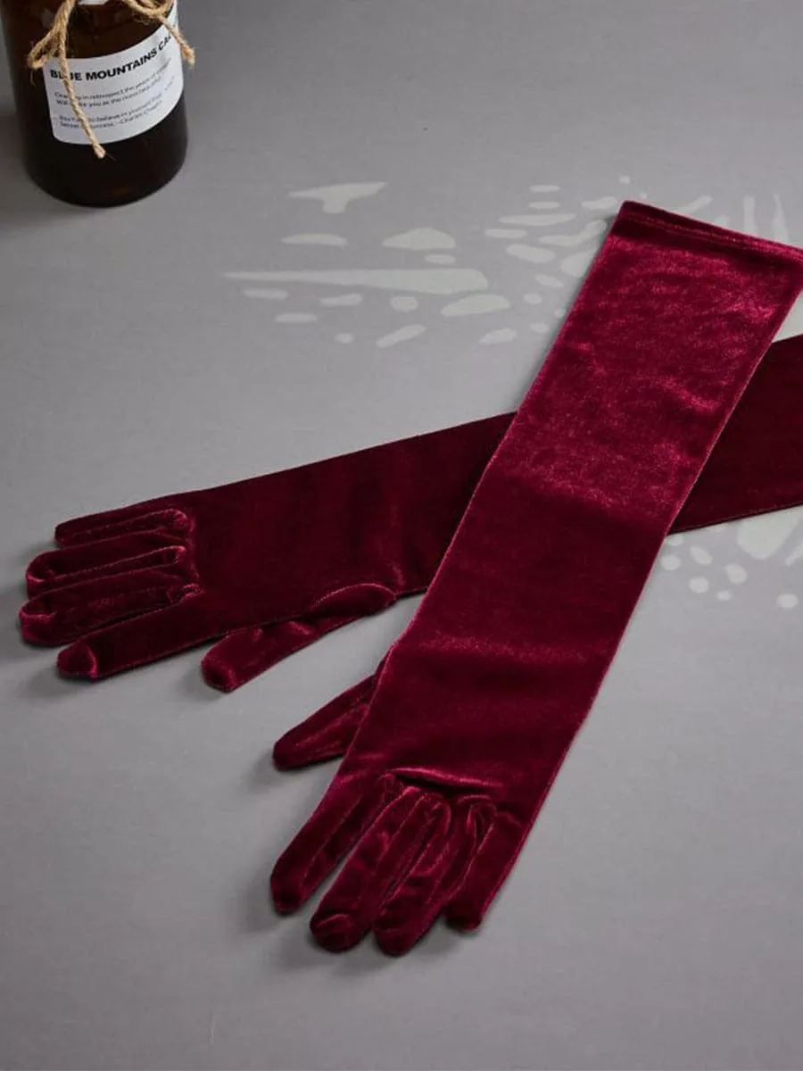 52CM Velvet Dress Long Split Finger Gloves MST0103