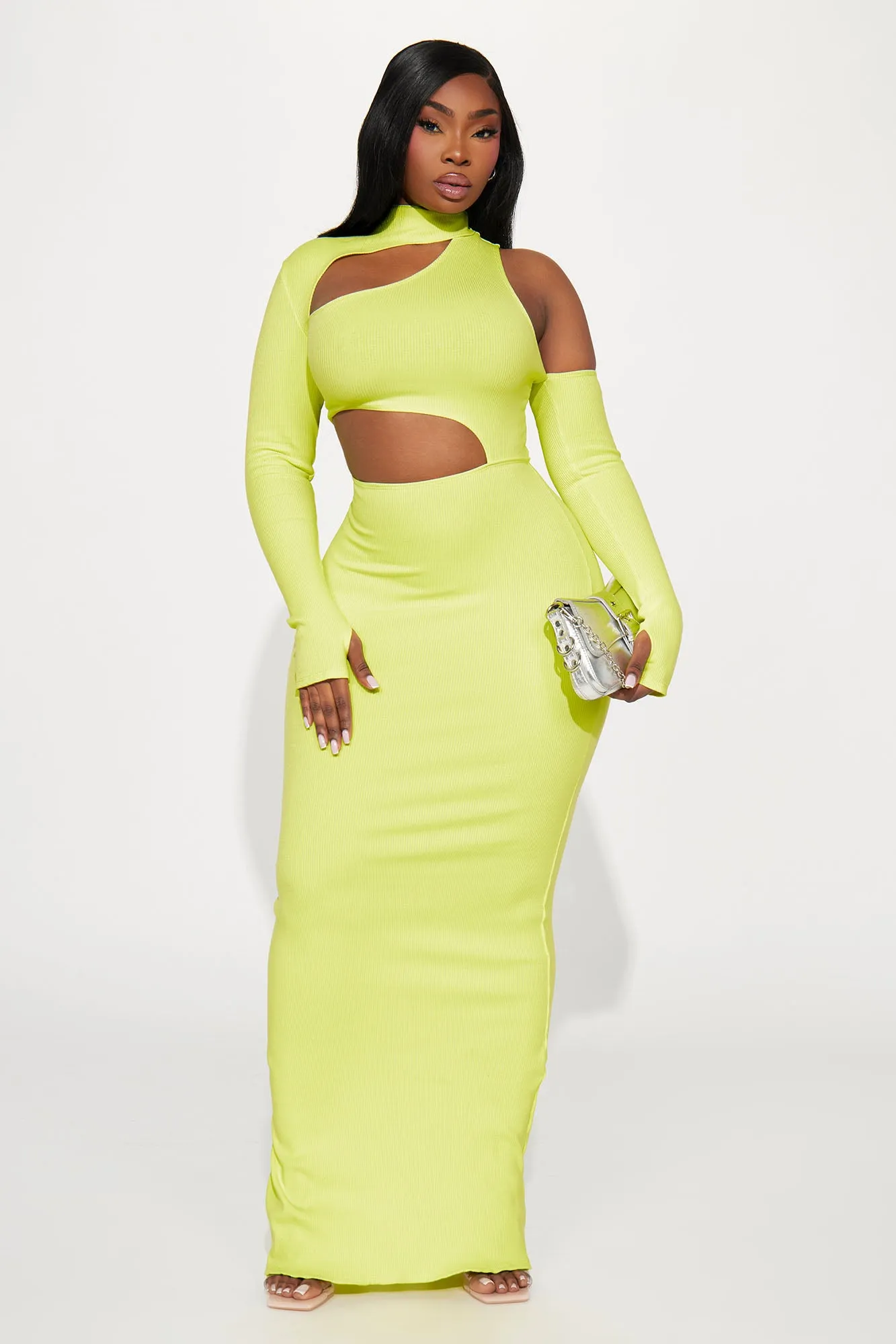 Angelina Snatched Maxi Dress - Citron