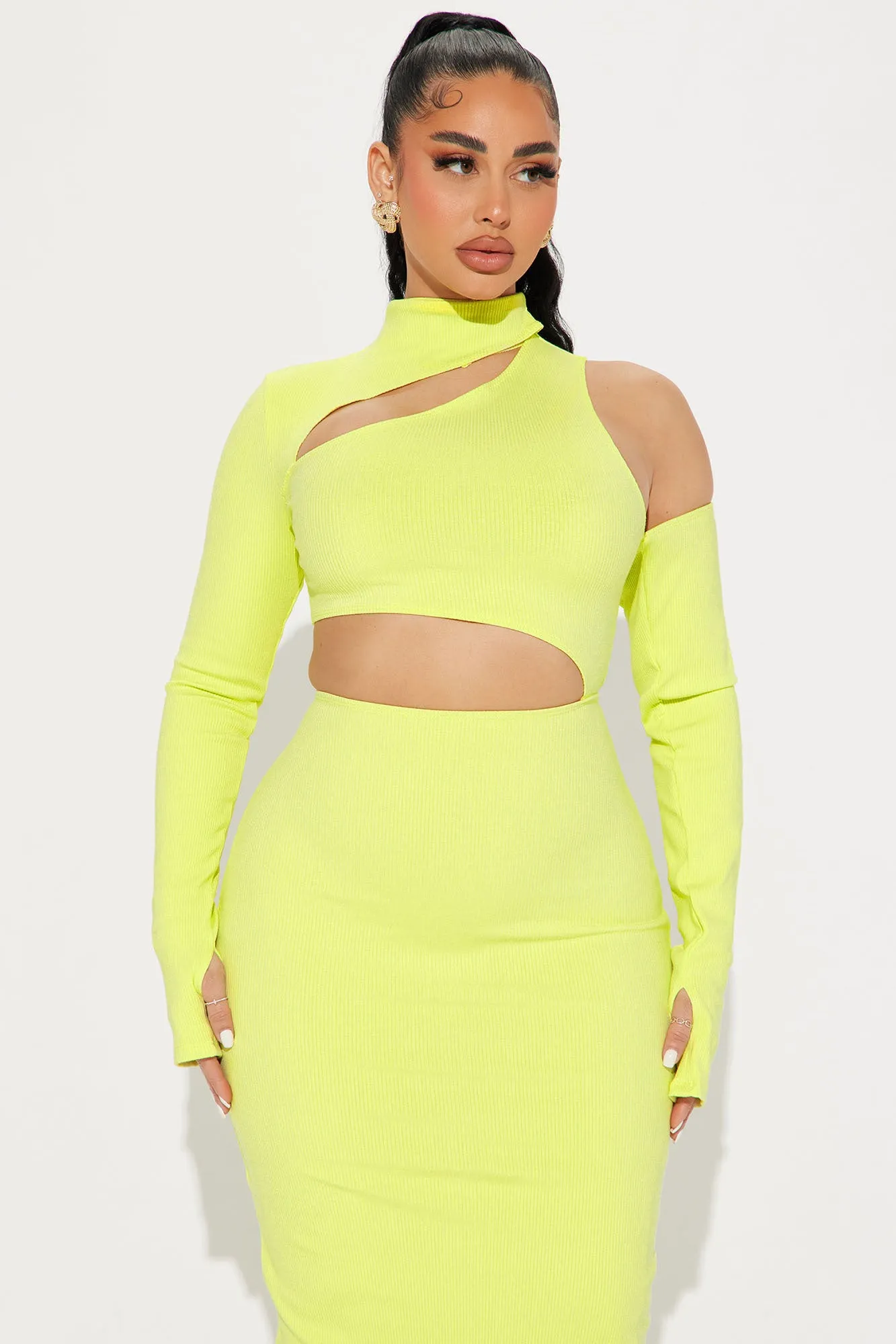 Angelina Snatched Maxi Dress - Citron