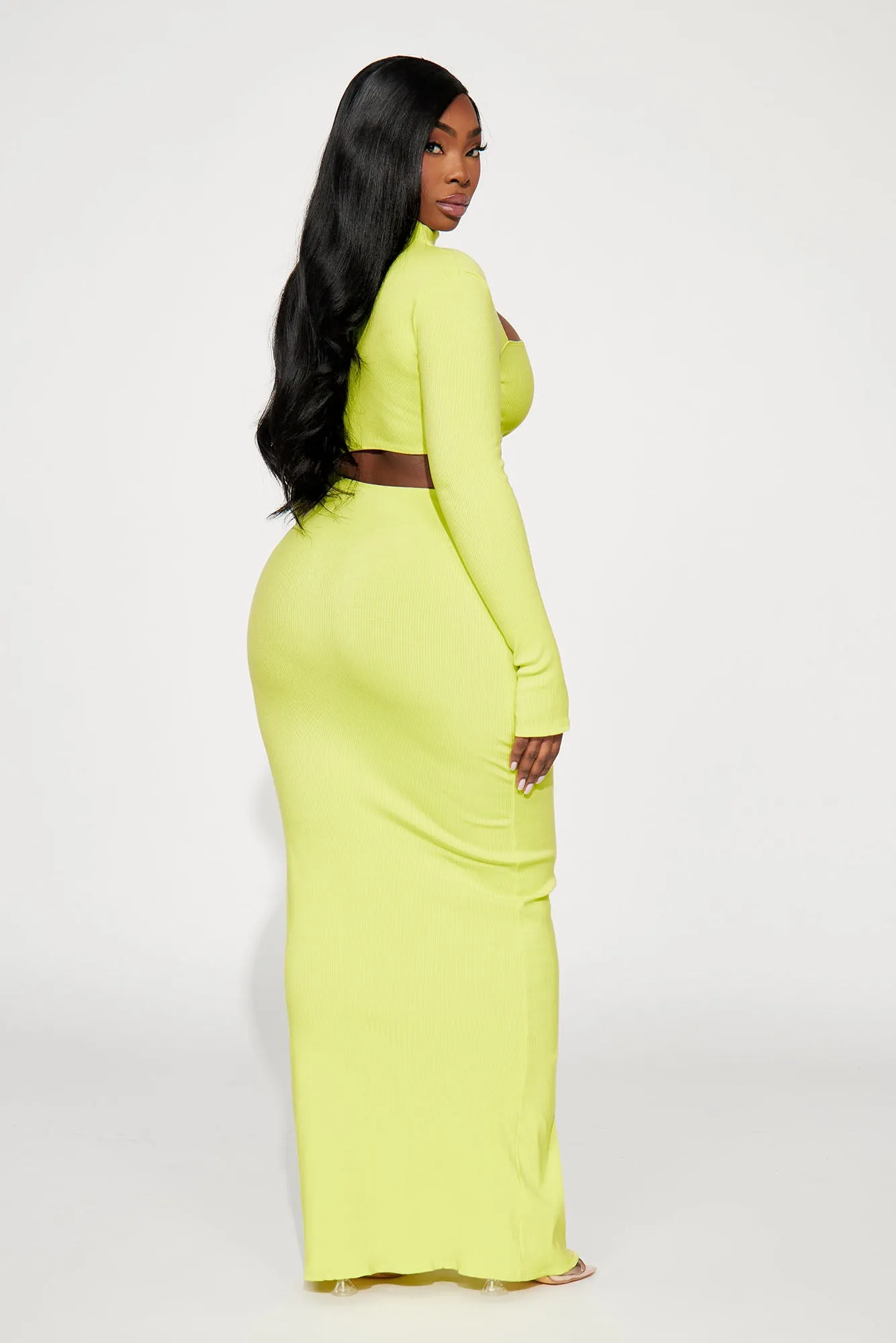 Angelina Snatched Maxi Dress - Citron
