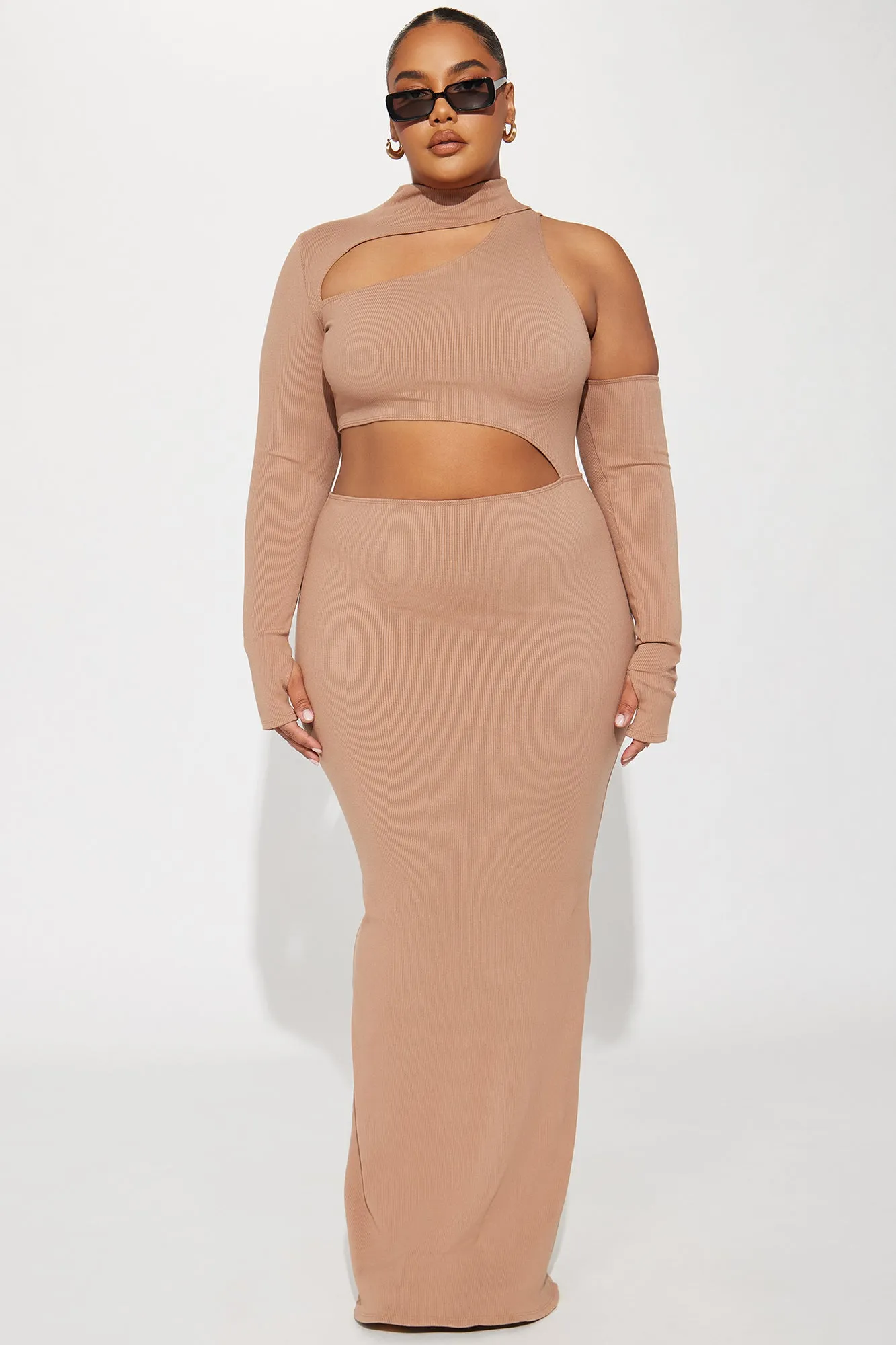 Angelina Snatched Maxi Dress - Nude