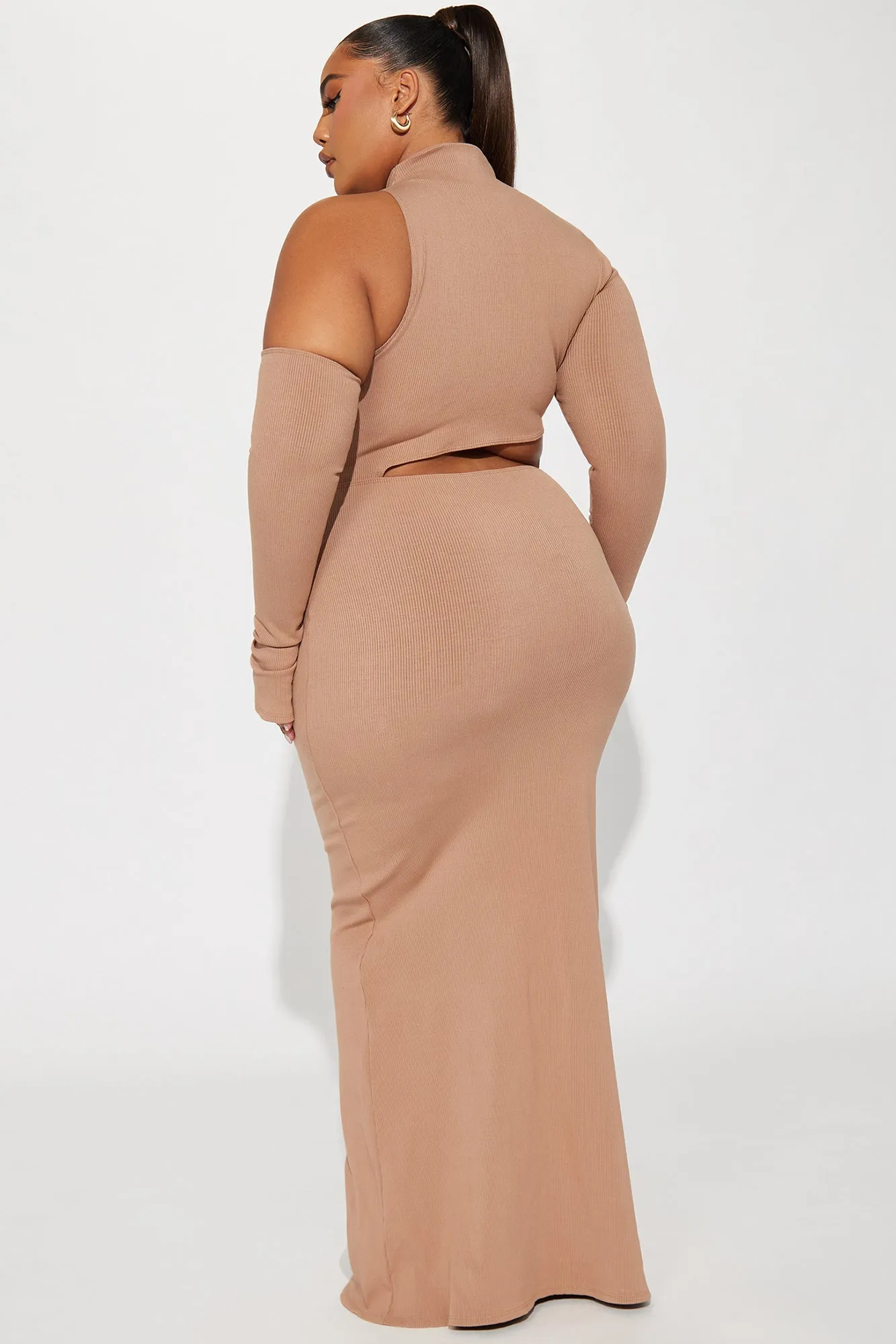 Angelina Snatched Maxi Dress - Nude