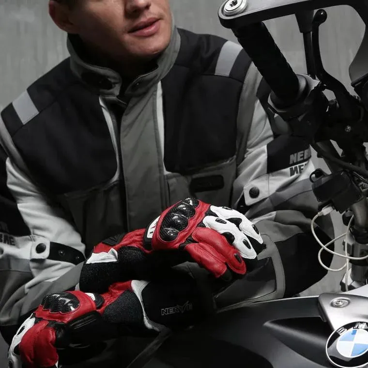 Anti-slip Carbon Fiber Sport Men's Leather Motorcycle Gloves