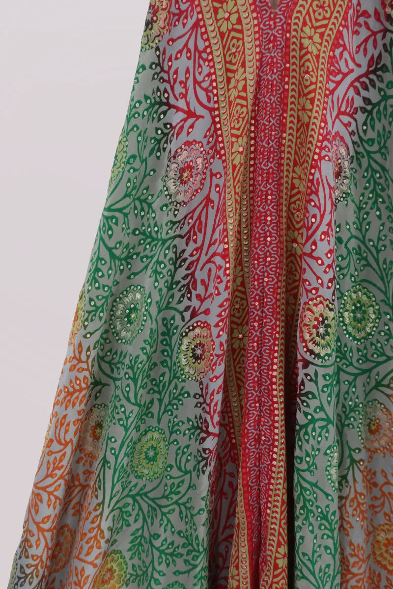 Athena Maxi Dress - Vintage Sari - Psychedelic Marigolds - S to M/L