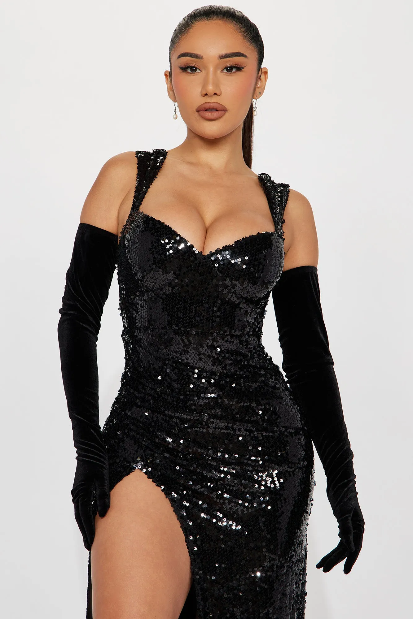 Avery Sequin Maxi Dress Set - Black