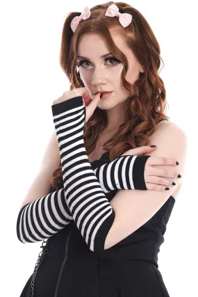 Banned Francis Striped Arm Warmers White