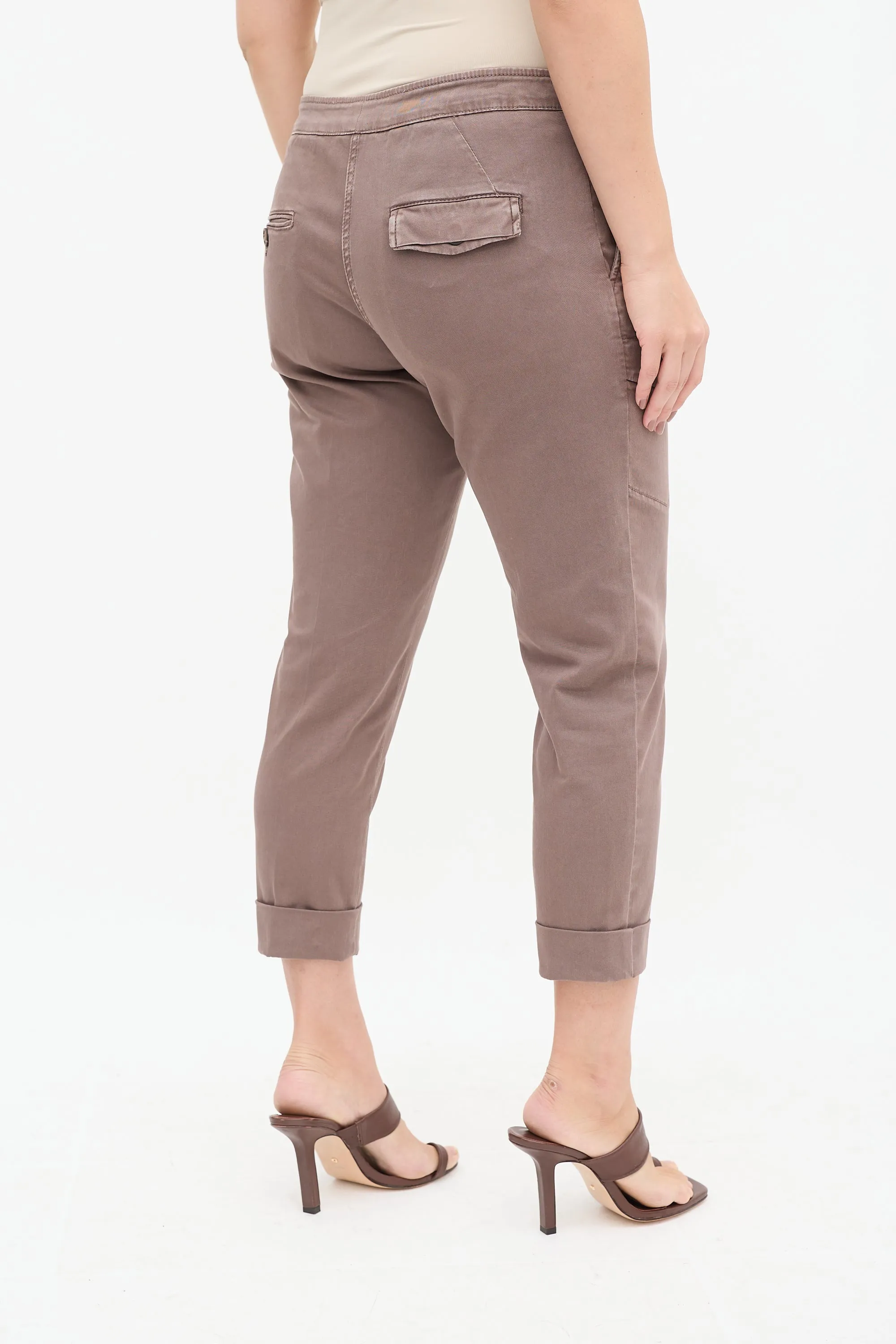 Brown Cropped Cargo Trouser