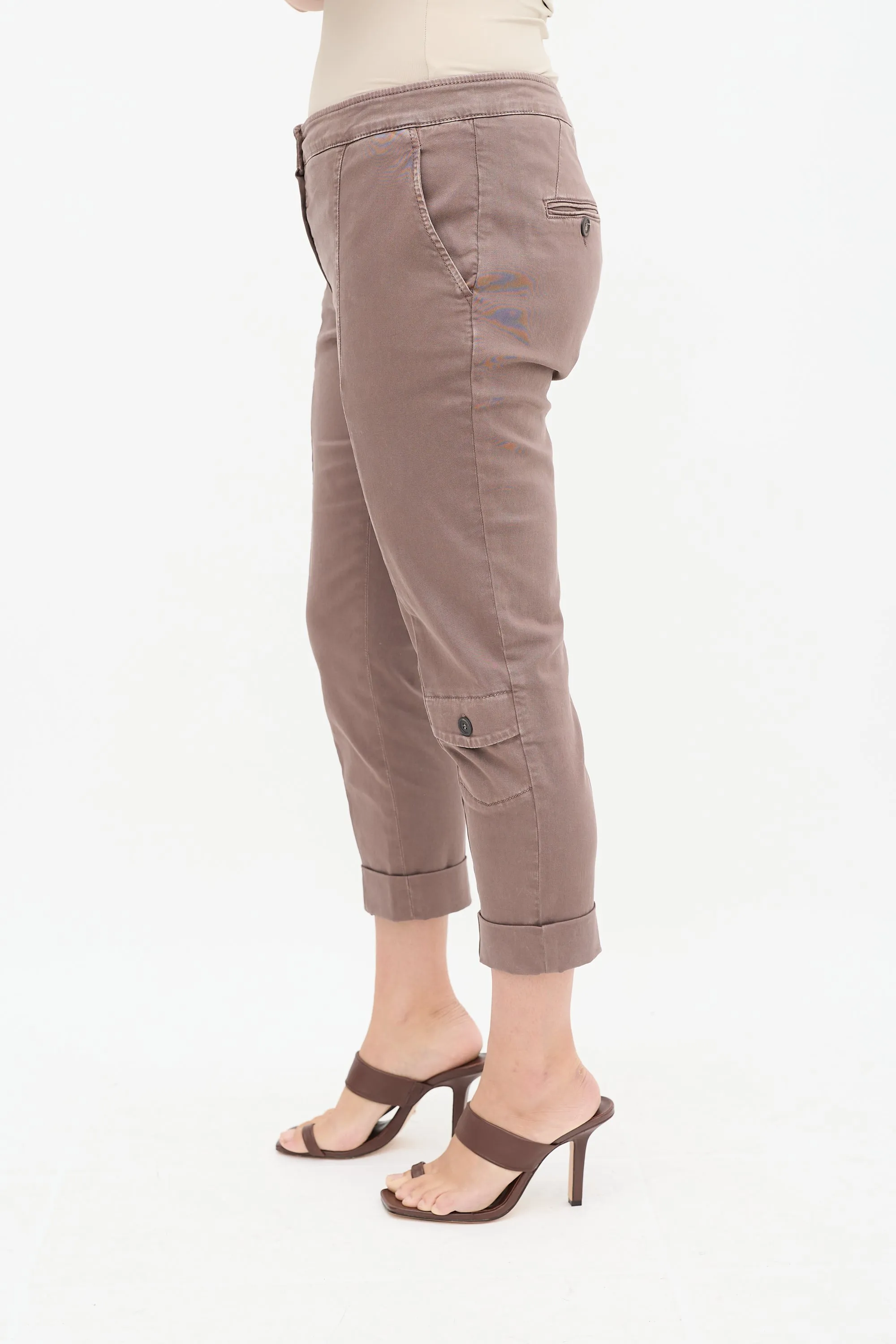 Brown Cropped Cargo Trouser