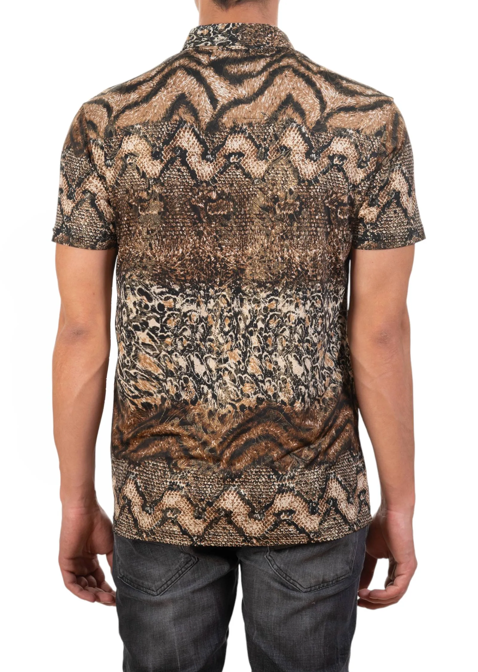 Brown Snake Degraded Spandex Polo