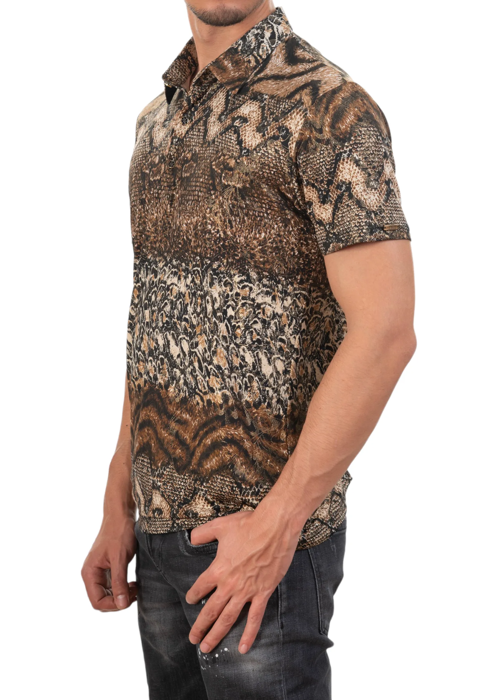 Brown Snake Degraded Spandex Polo
