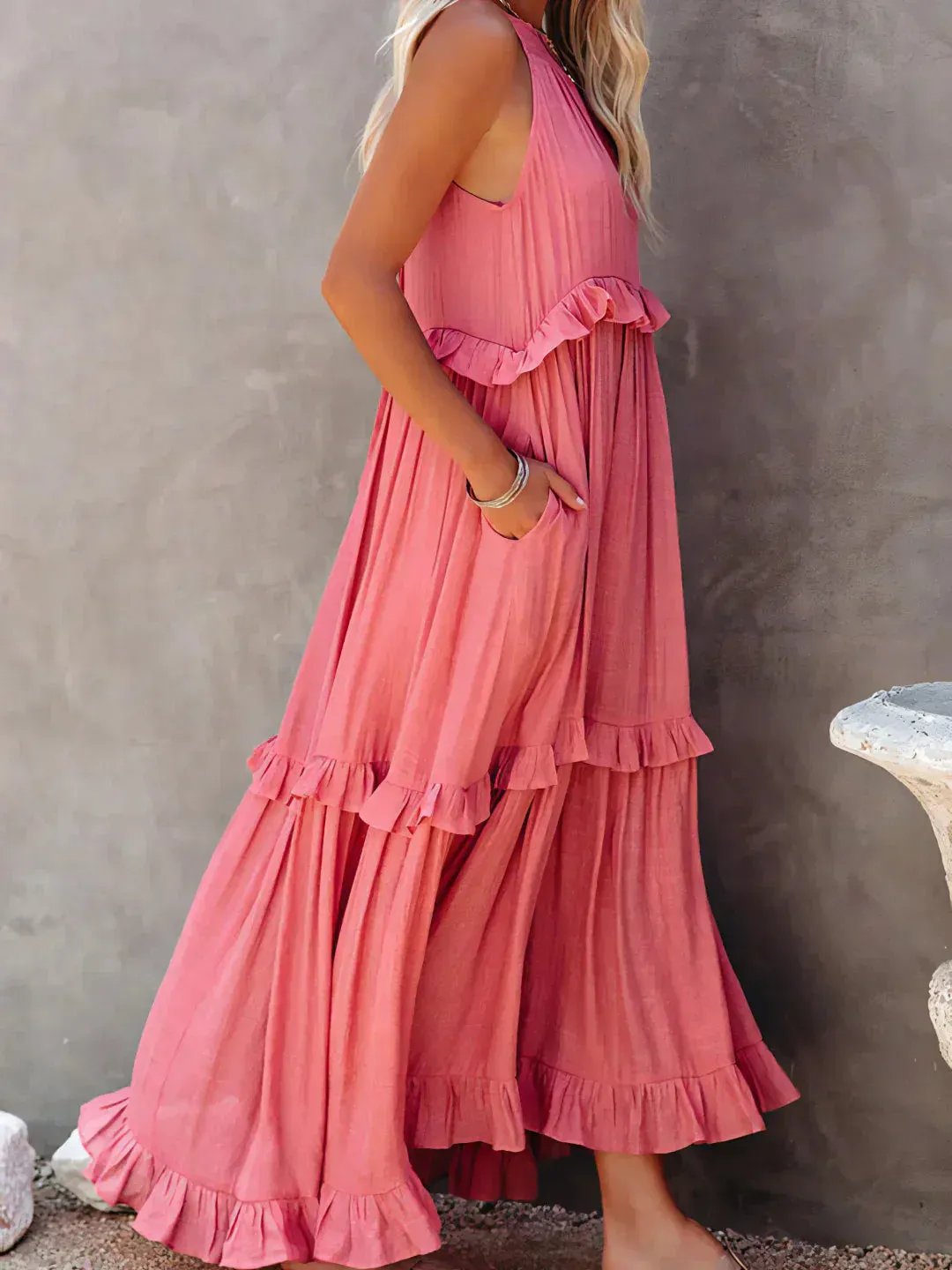CHARLIZE™ | BREEZE HALTER RUFFLE MAXI DRESS