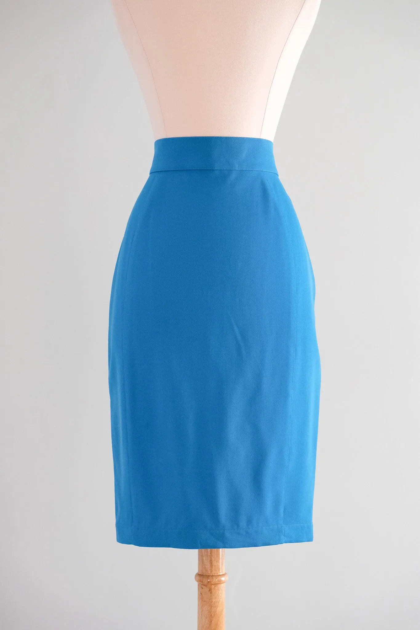 Coolest 1980's Thierry Mugler Cerulean Blue Pencil Skirt / Sz S
