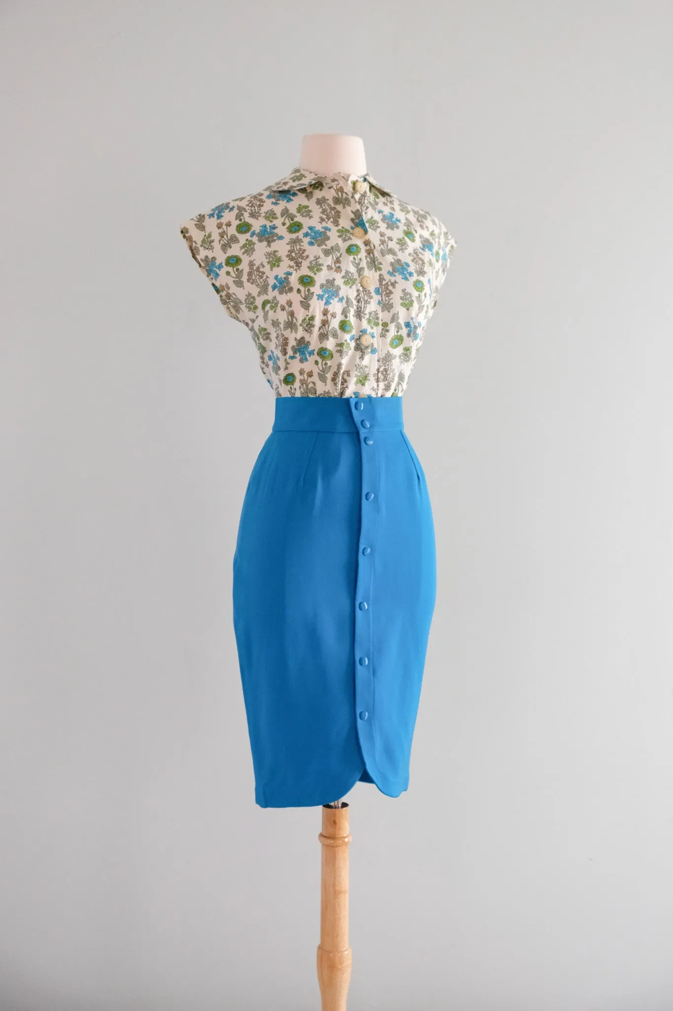 Coolest 1980's Thierry Mugler Cerulean Blue Pencil Skirt / Sz S
