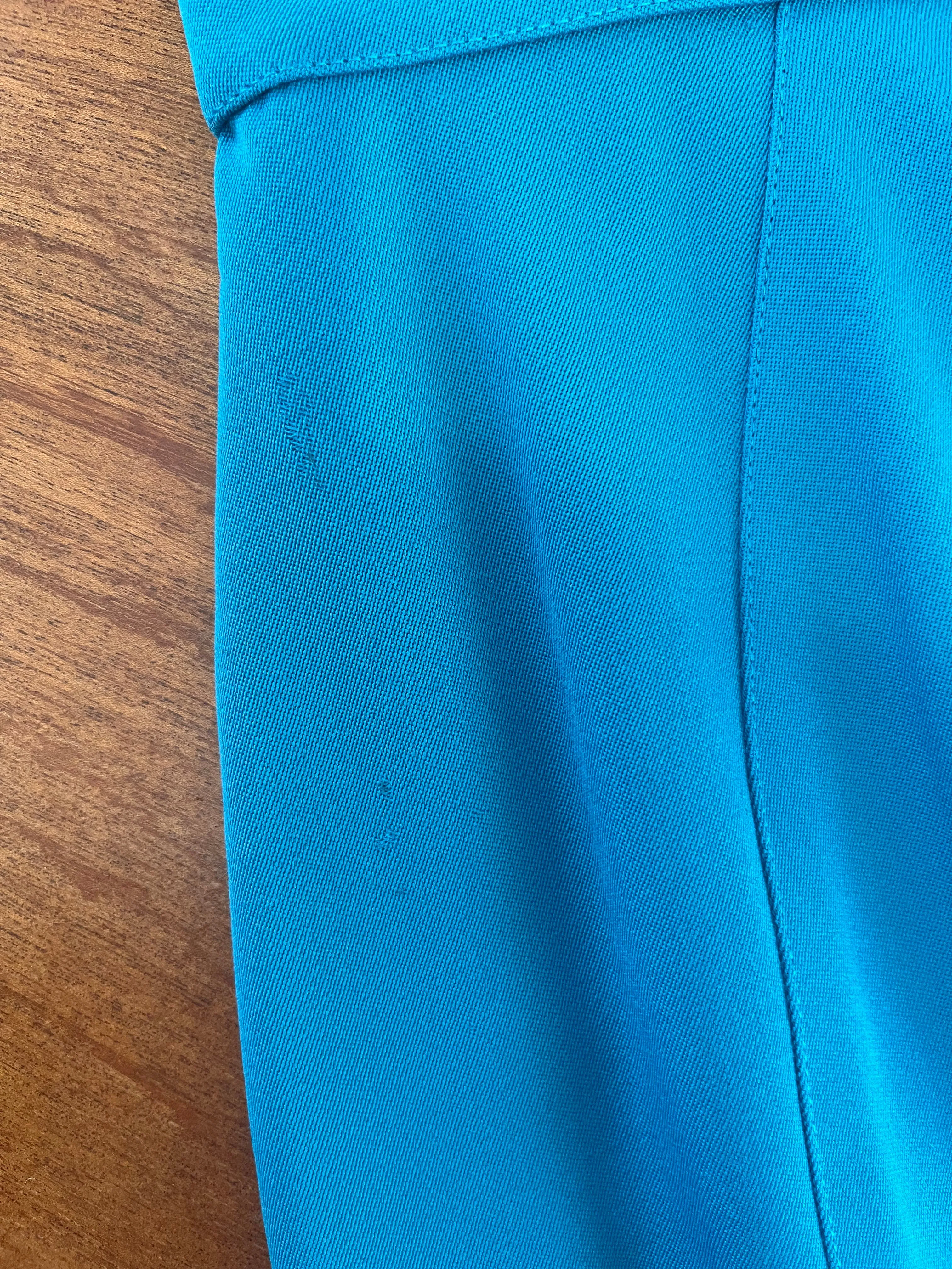 Coolest 1980's Thierry Mugler Cerulean Blue Pencil Skirt / Sz S