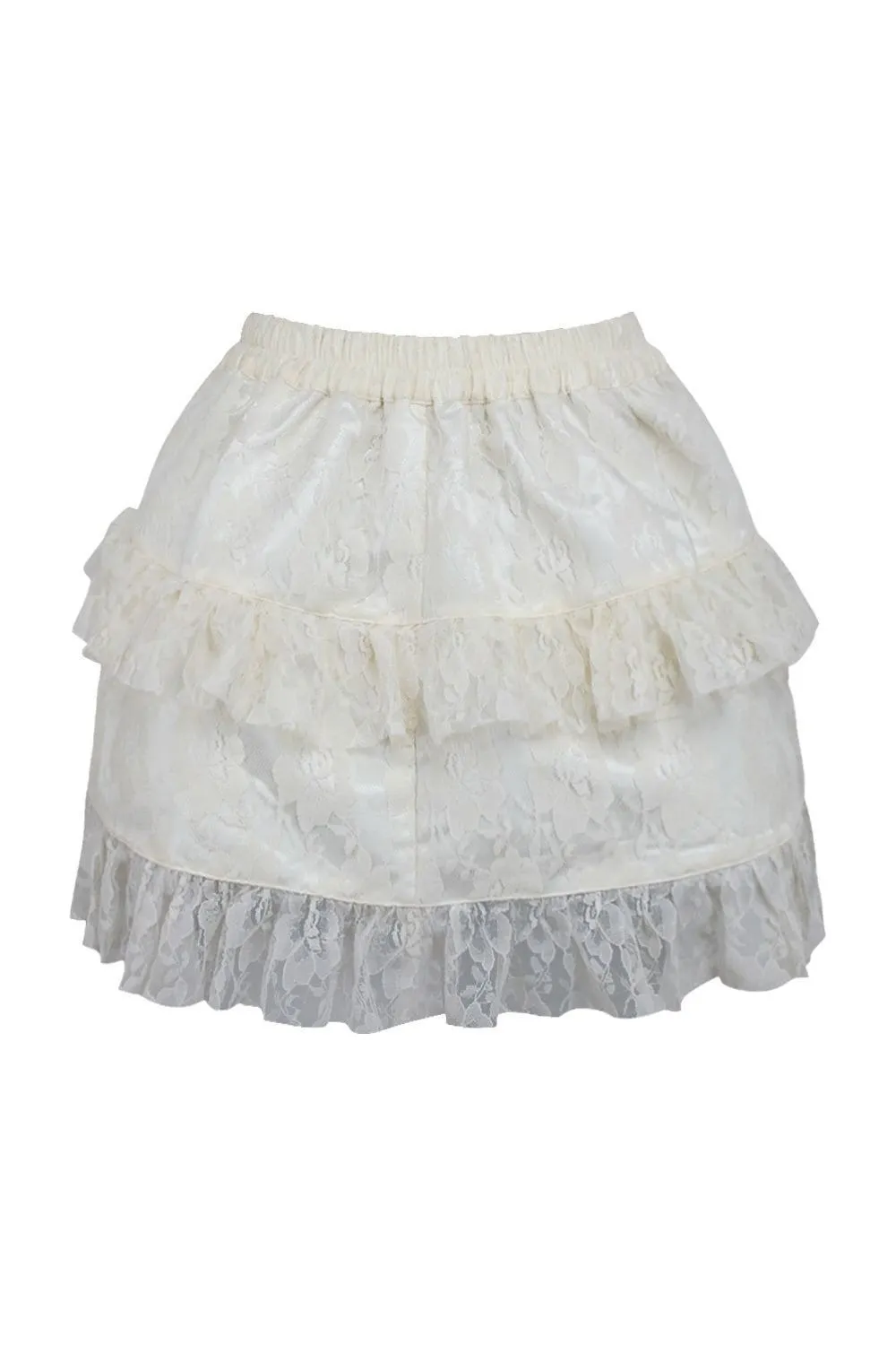 Cream Lace Ruched Bustle Skirt