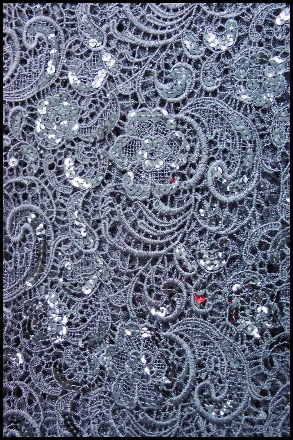 Crocheted Lace and Sequin Sparkly Shawl