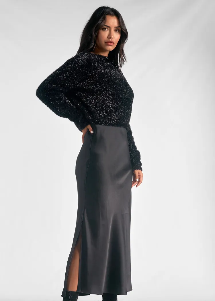 Elan Zoe Layered Slip Dress - Black-***FINAL SALE***