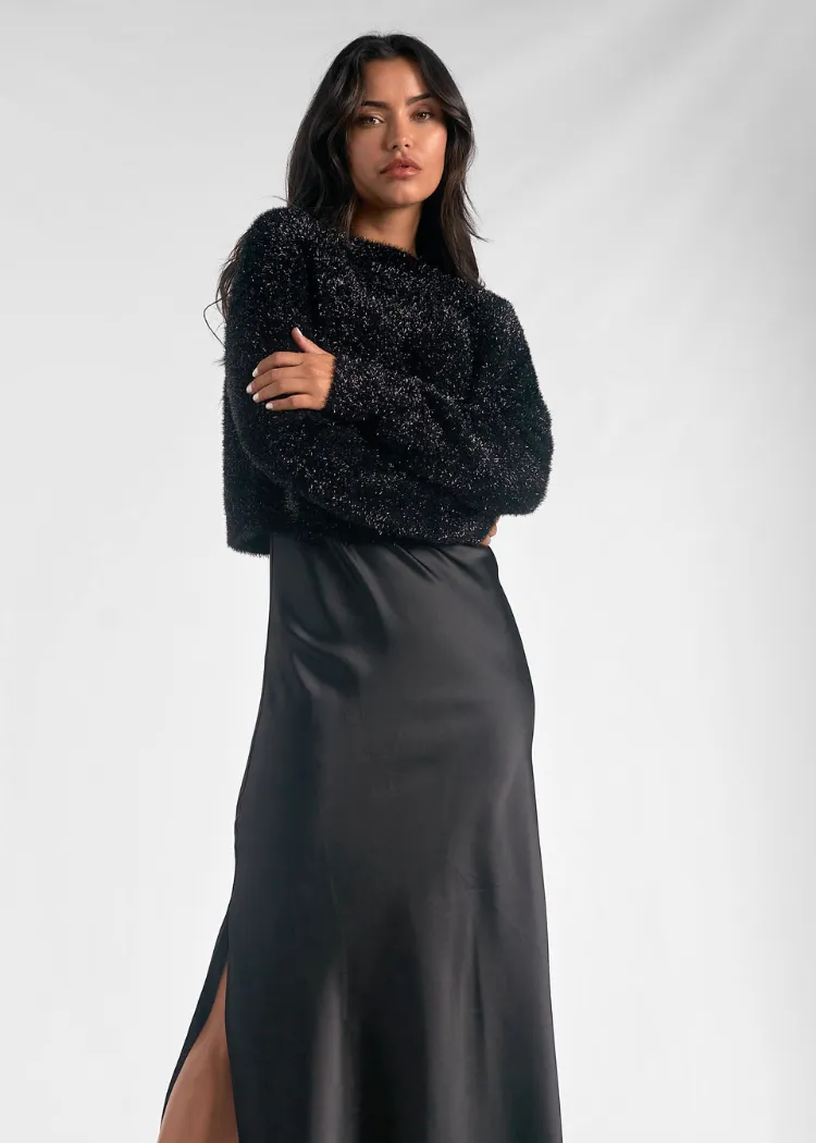 Elan Zoe Layered Slip Dress - Black-***FINAL SALE***