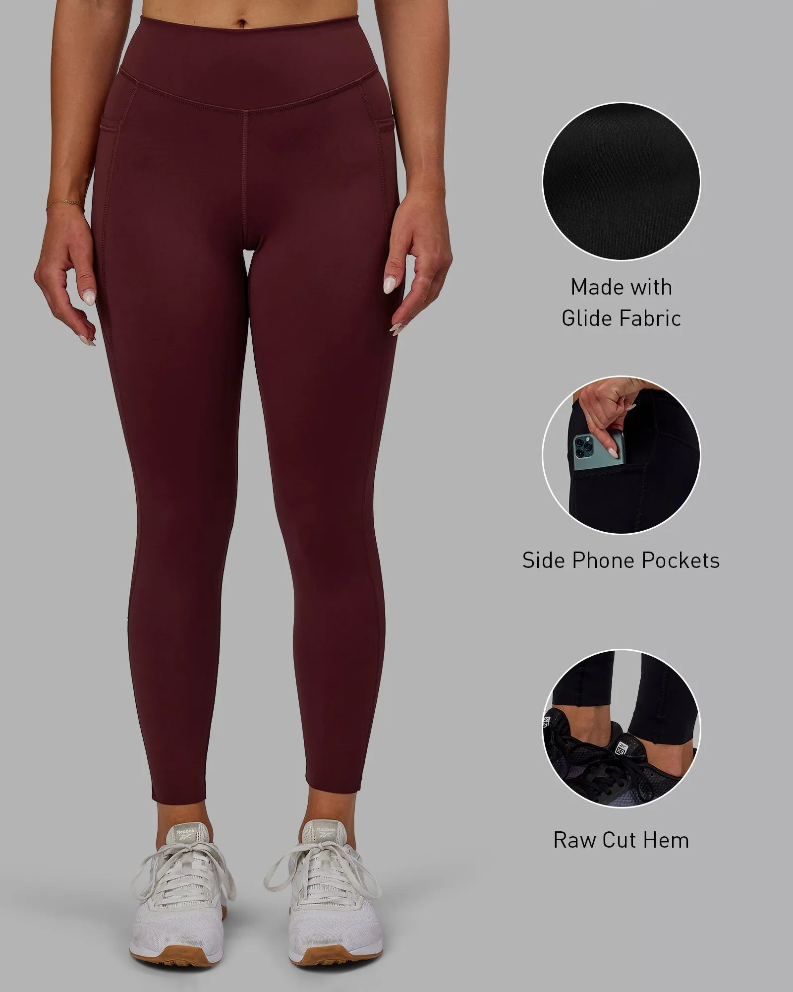 Elite 7/8 Length Leggings - Dark Cherry