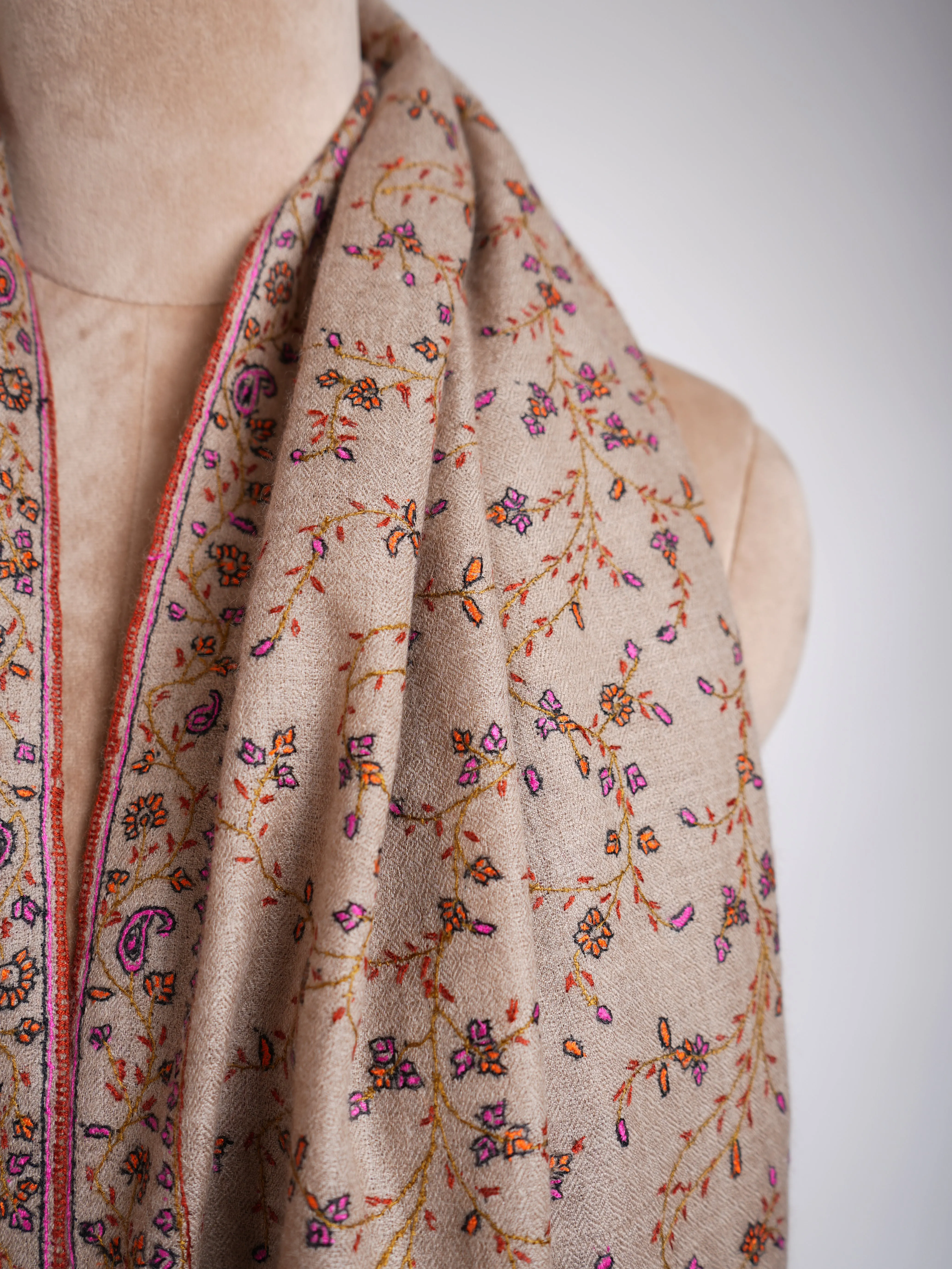 Grey Handmade Bridal Pashmina Shawl