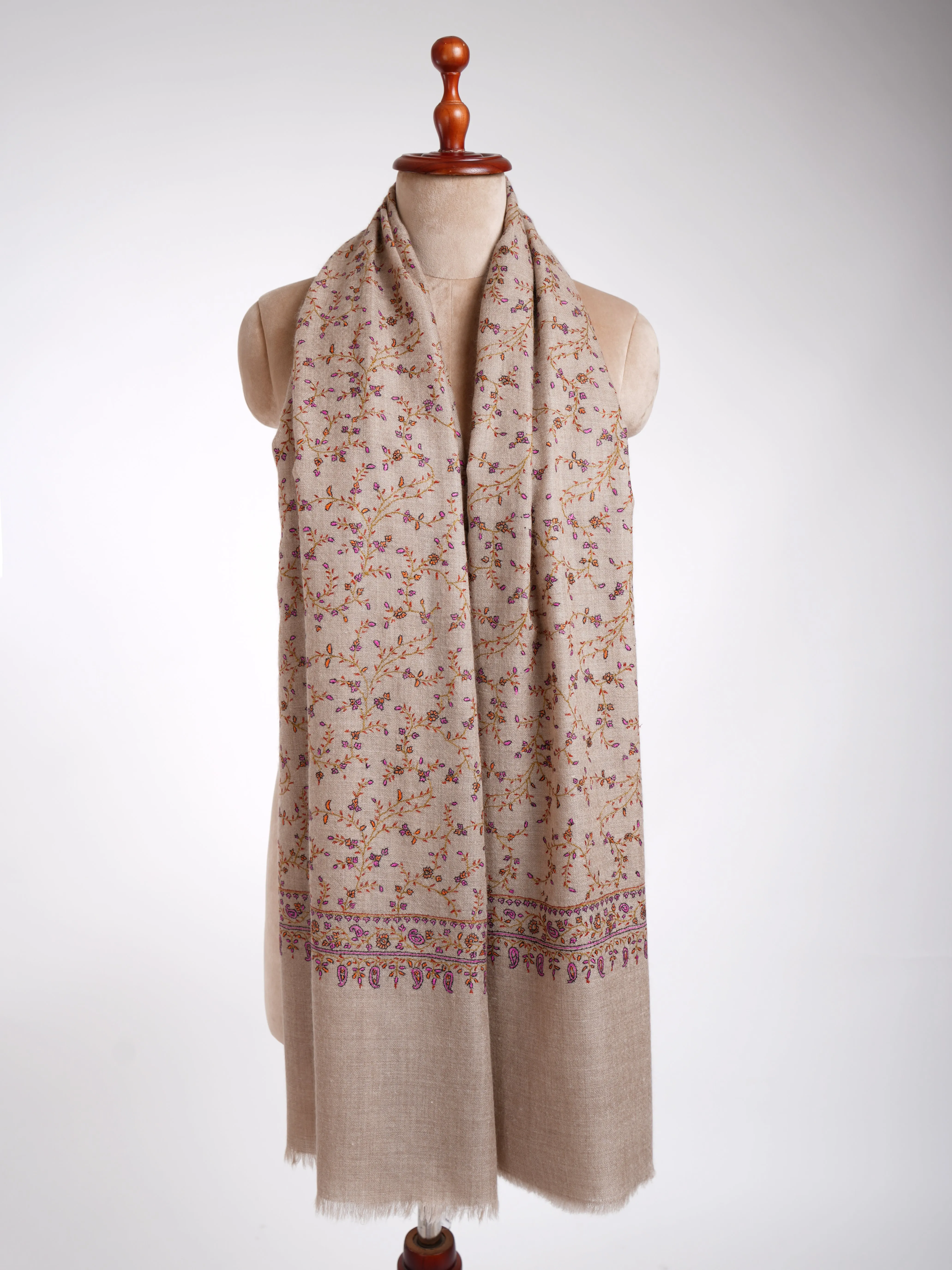 Grey Handmade Bridal Pashmina Shawl