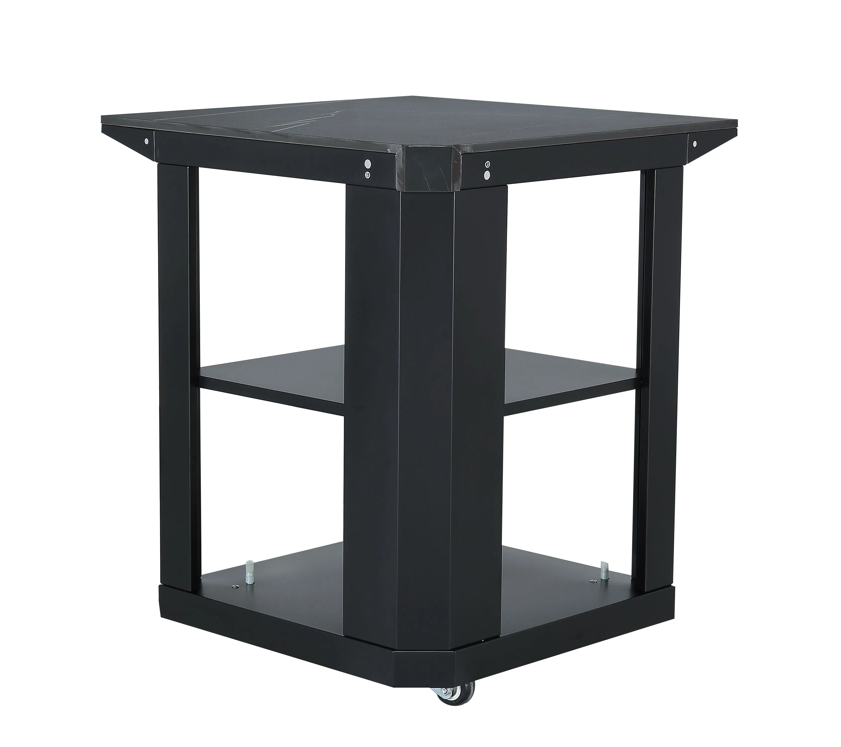 Kingsley L Shape Corner 6-Burner Outdoor BBQ Kitchen: Black Stainless Steel, Stone Bench, Fridge, Sink, Height Adjustable