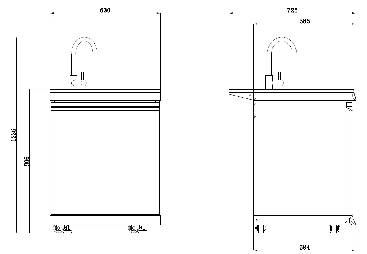 Kingsley L Shape Corner 6-Burner Outdoor BBQ Kitchen: Black Stainless Steel, Stone Bench, Fridge, Sink, Height Adjustable