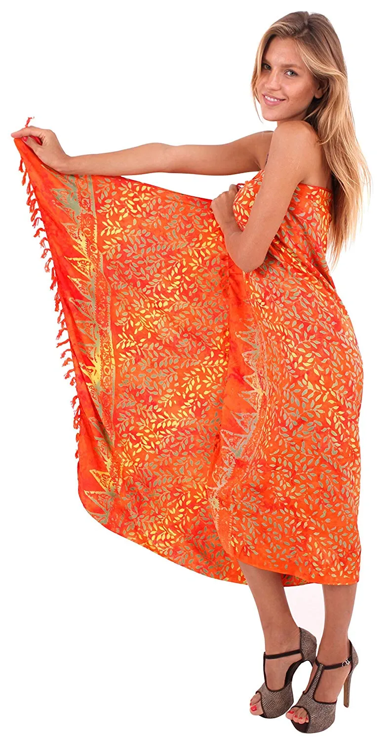 LA LEELA Women's Swimsuit Cover Up Sarong Bikini Swimwear Beach Cover-Ups Wrap Skirt Large Maxi FJ