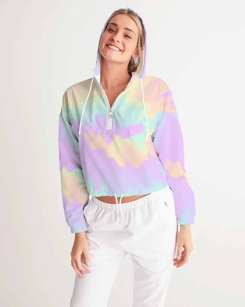 Lilac Mint Tie Dye Women's Cropped Windbreaker