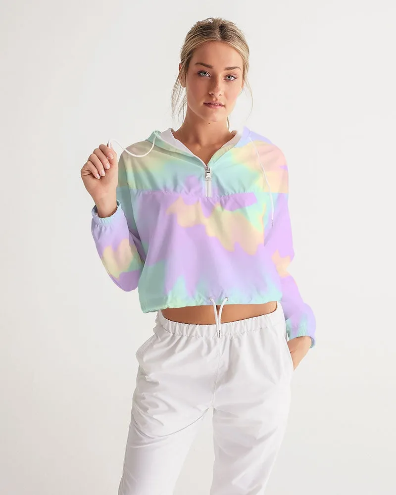 Lilac Mint Tie Dye Women's Cropped Windbreaker