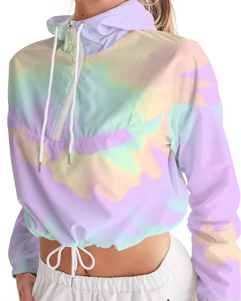 Lilac Mint Tie Dye Women's Cropped Windbreaker