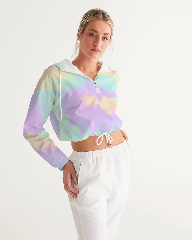 Lilac Mint Tie Dye Women's Cropped Windbreaker