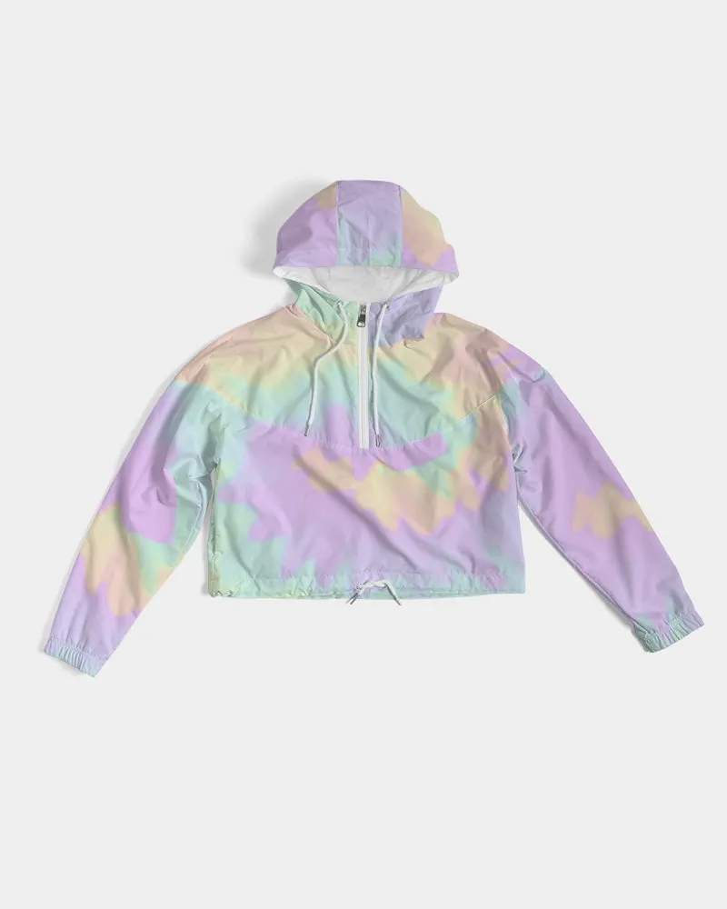 Lilac Mint Tie Dye Women's Cropped Windbreaker