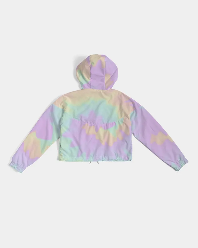 Lilac Mint Tie Dye Women's Cropped Windbreaker