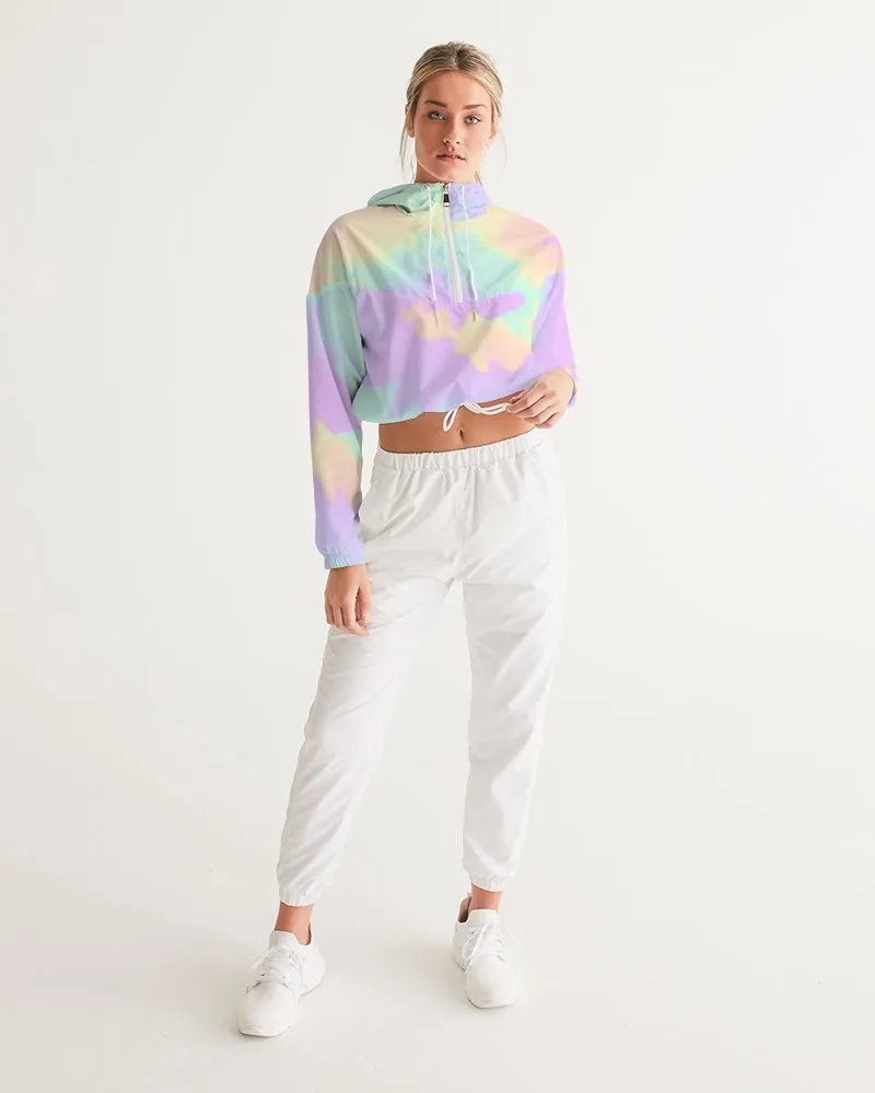 Lilac Mint Tie Dye Women's Cropped Windbreaker