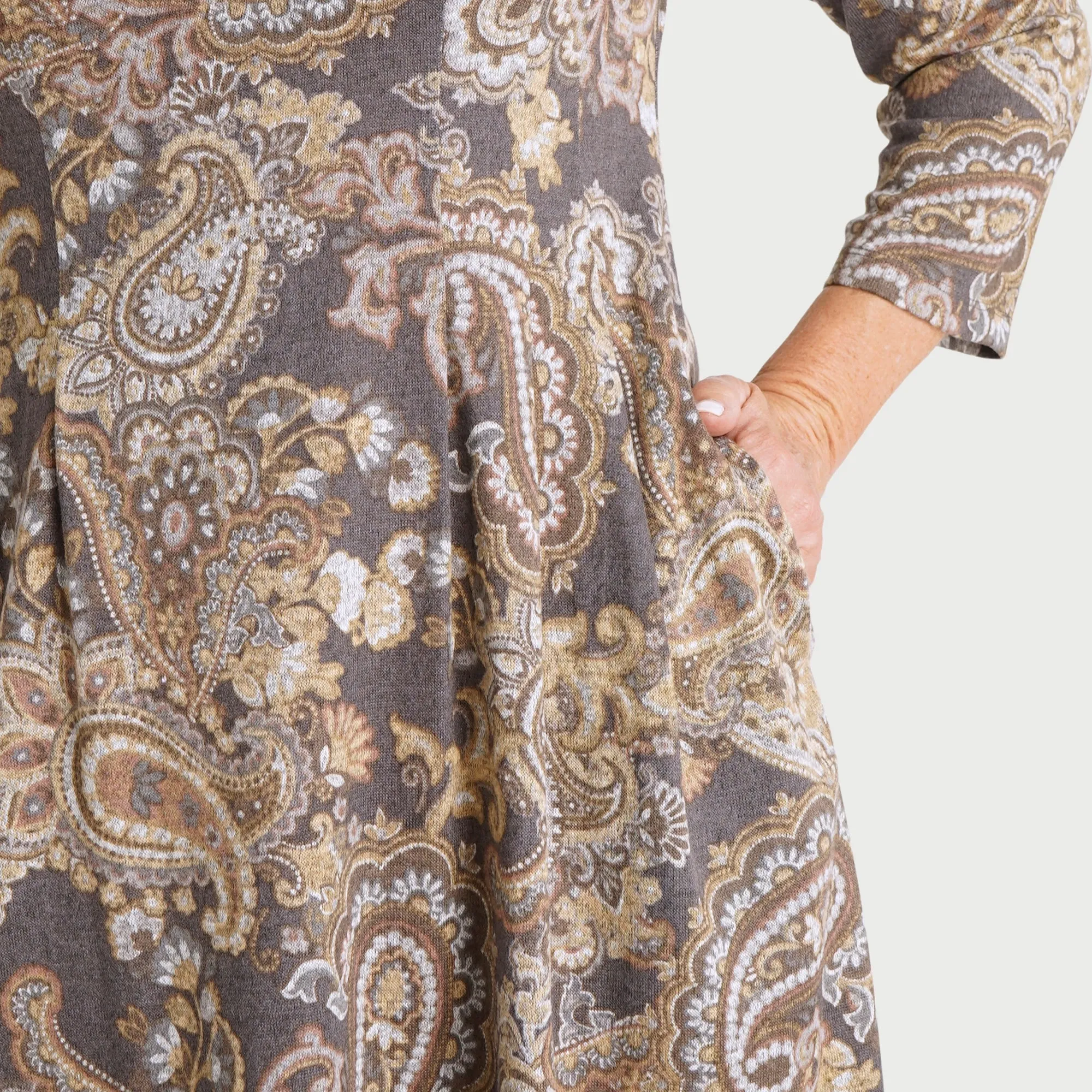 Maggie Charcoal Paisley Sweater Dress