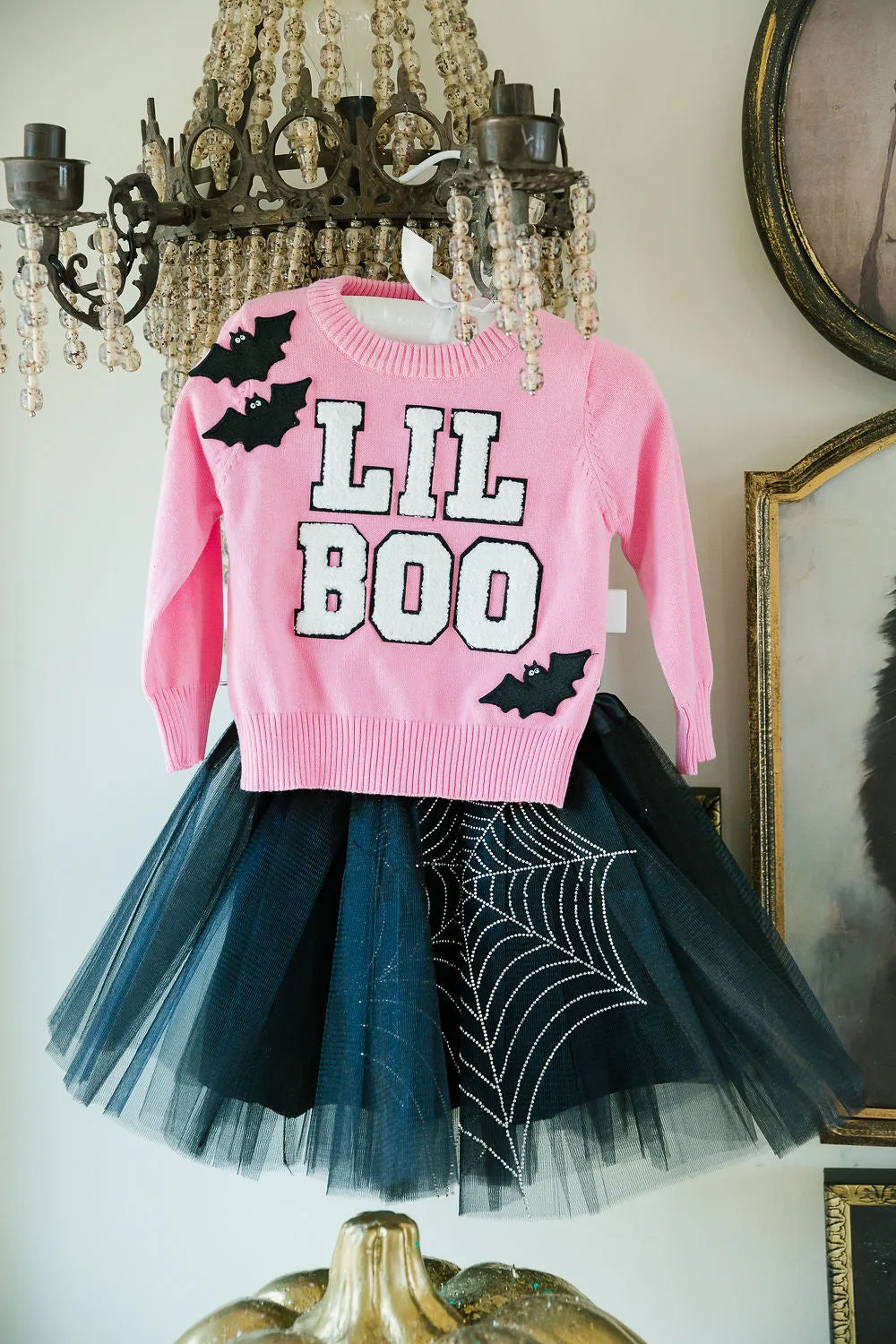 MINI KIDS LIL BOO PINK SWEATER