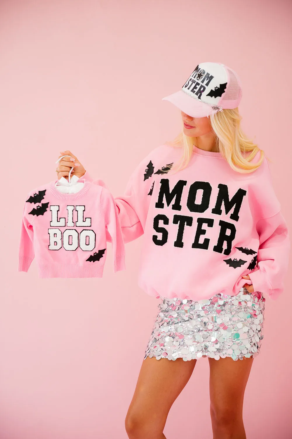 MINI KIDS LIL BOO PINK SWEATER