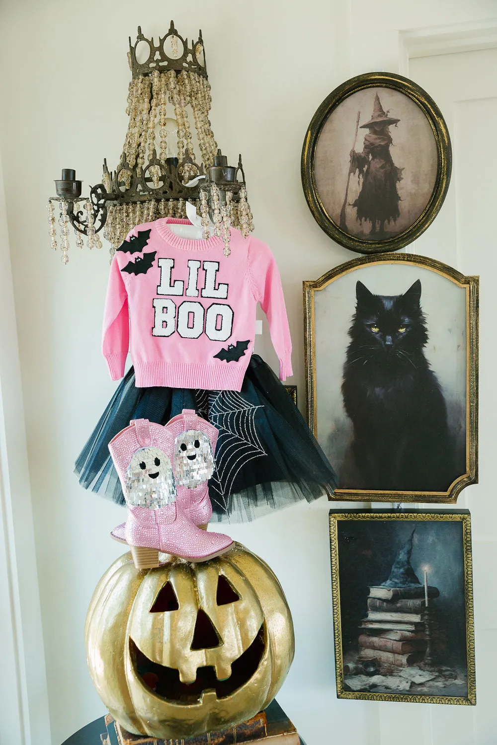 MINI KIDS LIL BOO PINK SWEATER