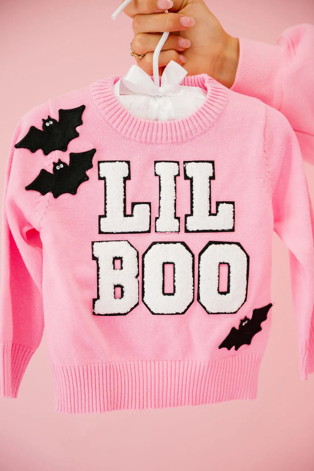 MINI KIDS LIL BOO PINK SWEATER