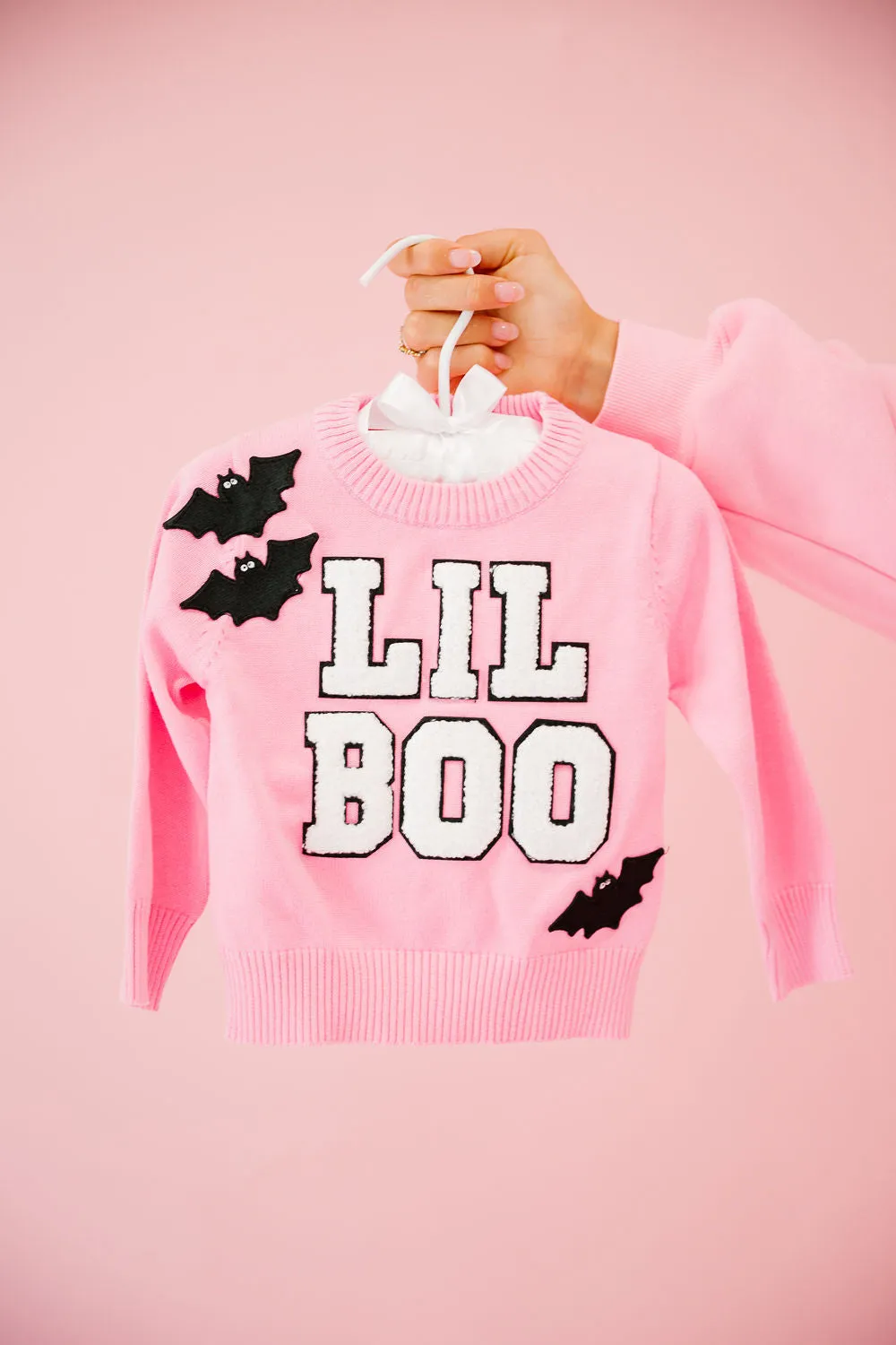 MINI KIDS LIL BOO PINK SWEATER