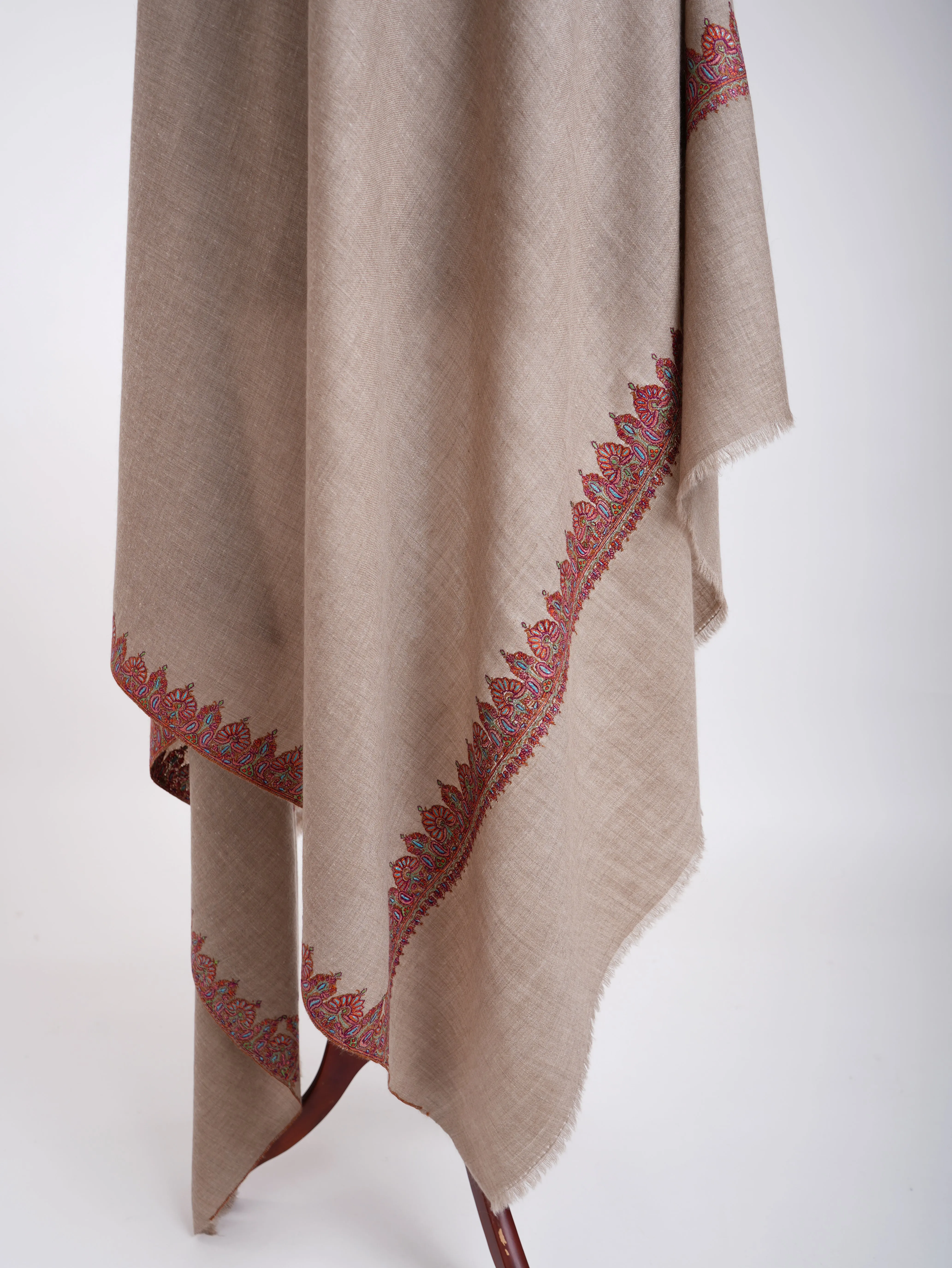Natural Hand Kashmiri Embroidery Pashmina Shawl