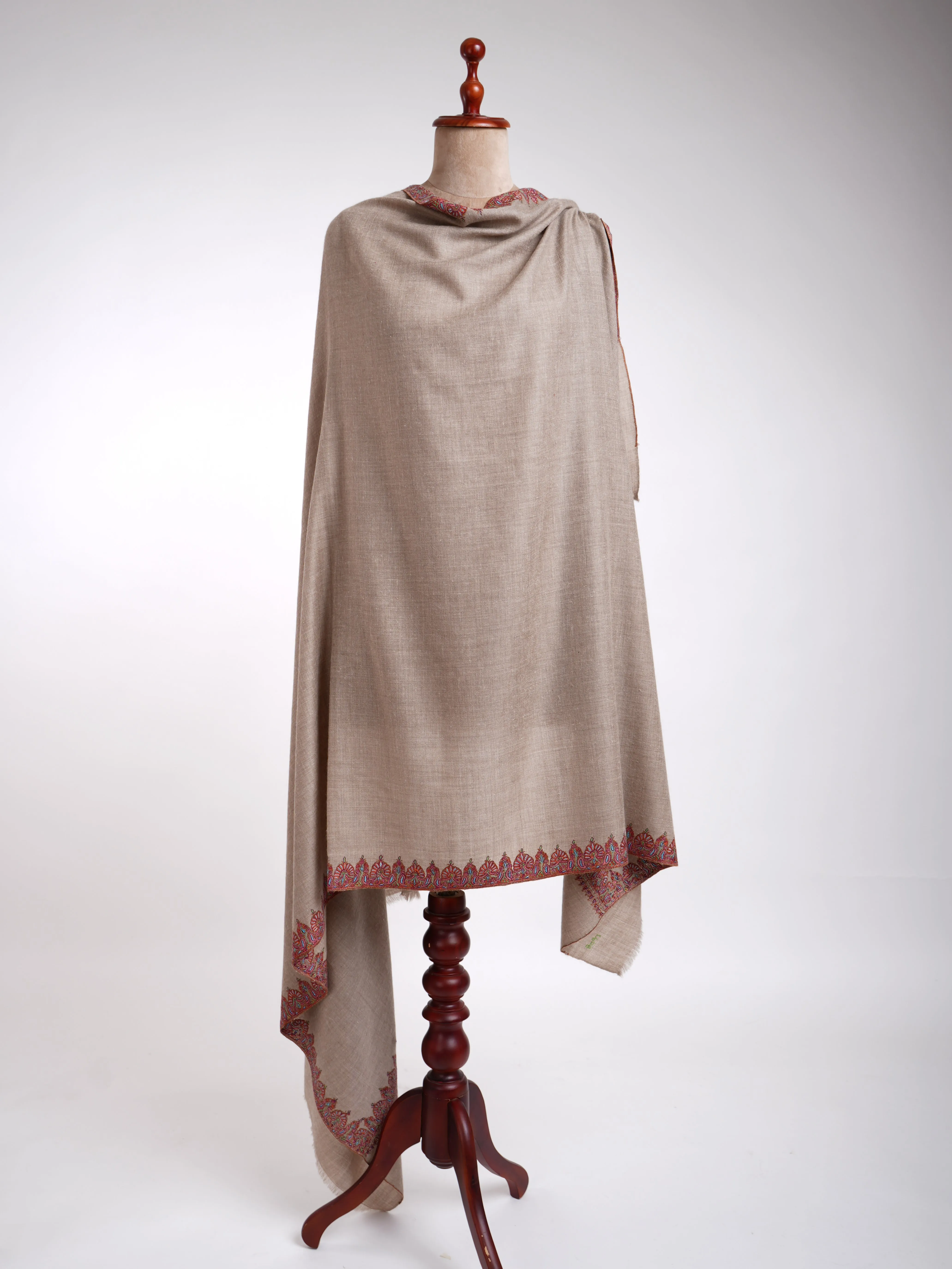 Natural Hand Kashmiri Embroidery Pashmina Shawl