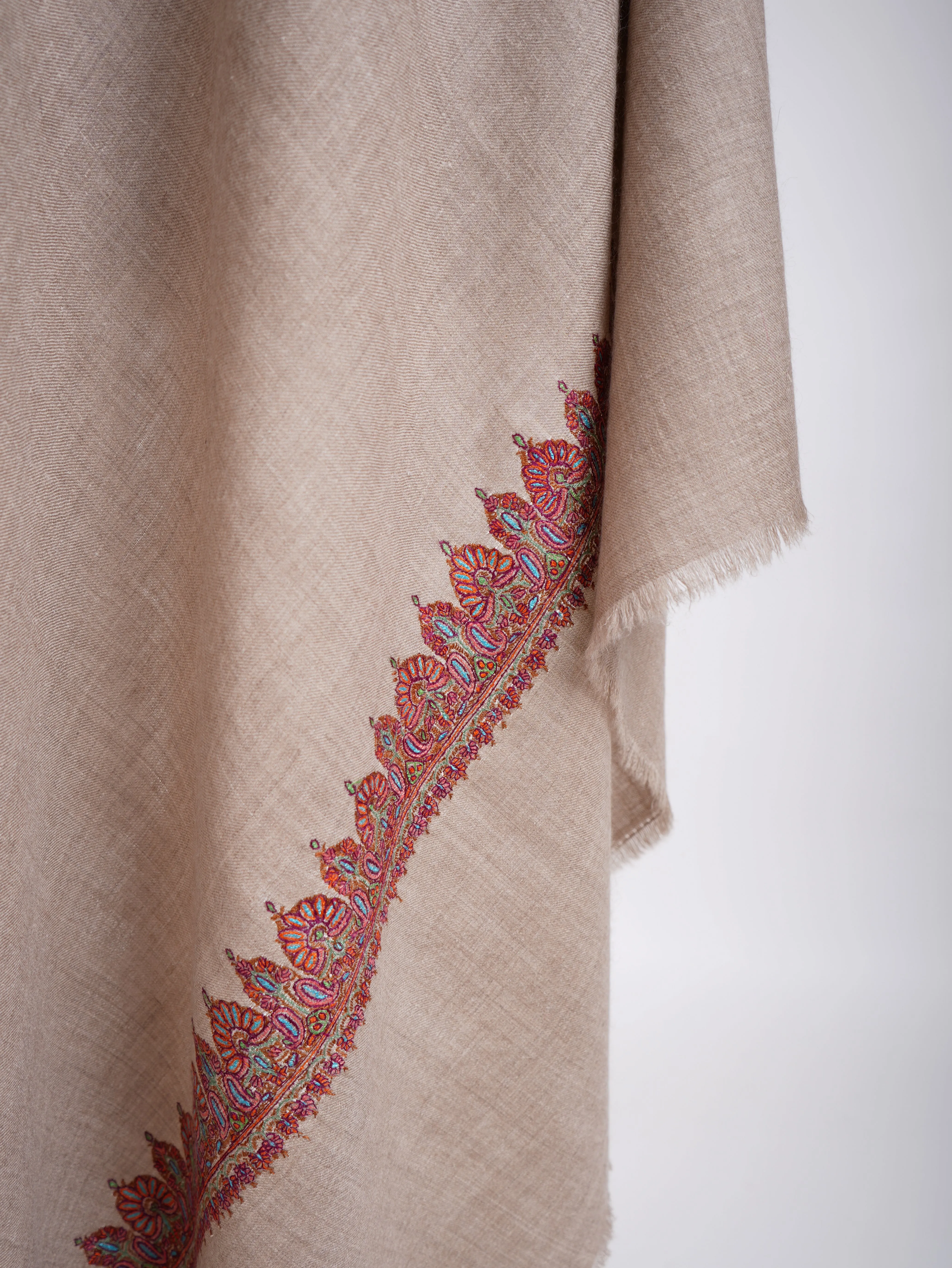 Natural Hand Kashmiri Embroidery Pashmina Shawl