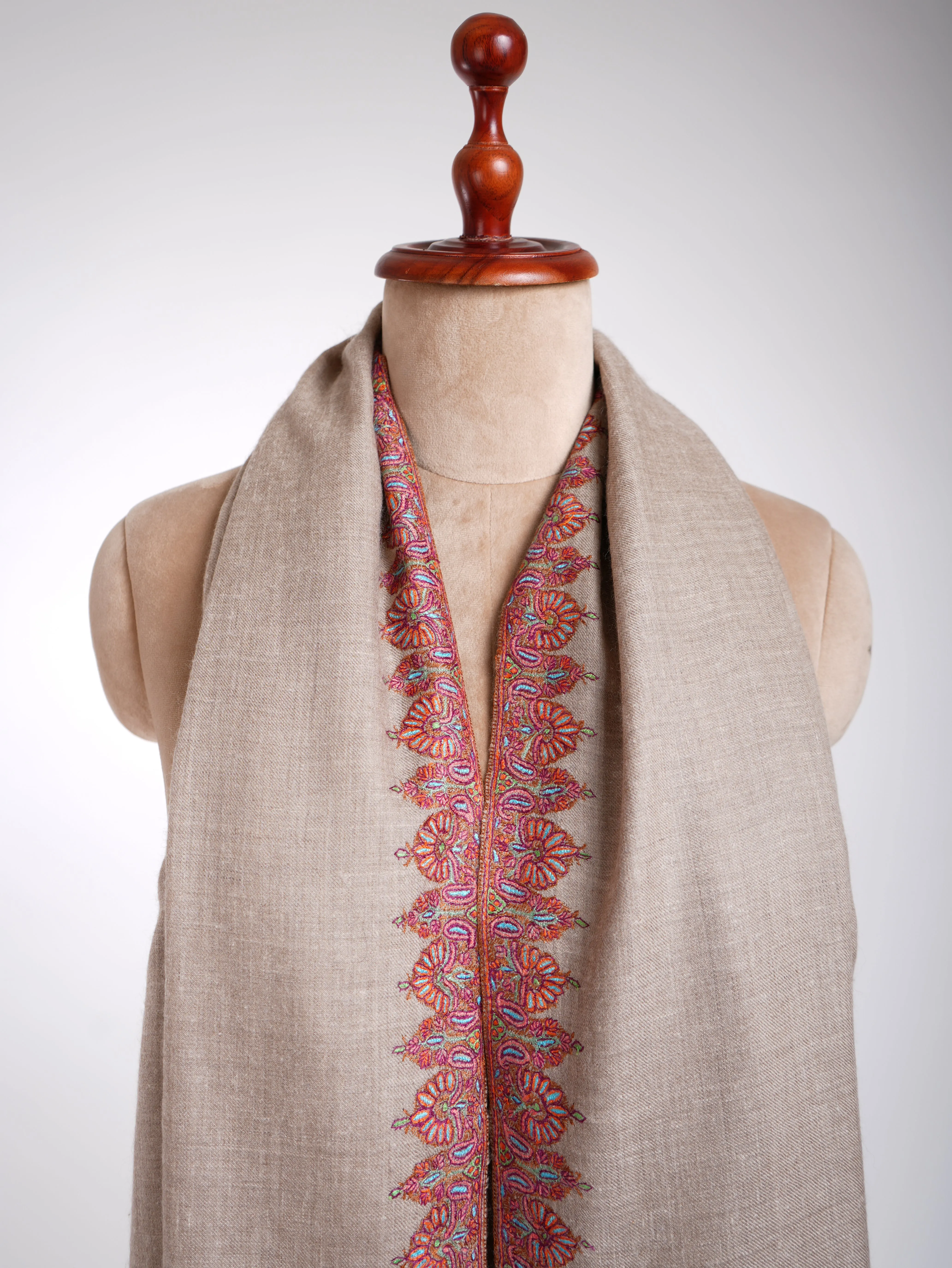 Natural Hand Kashmiri Embroidery Pashmina Shawl