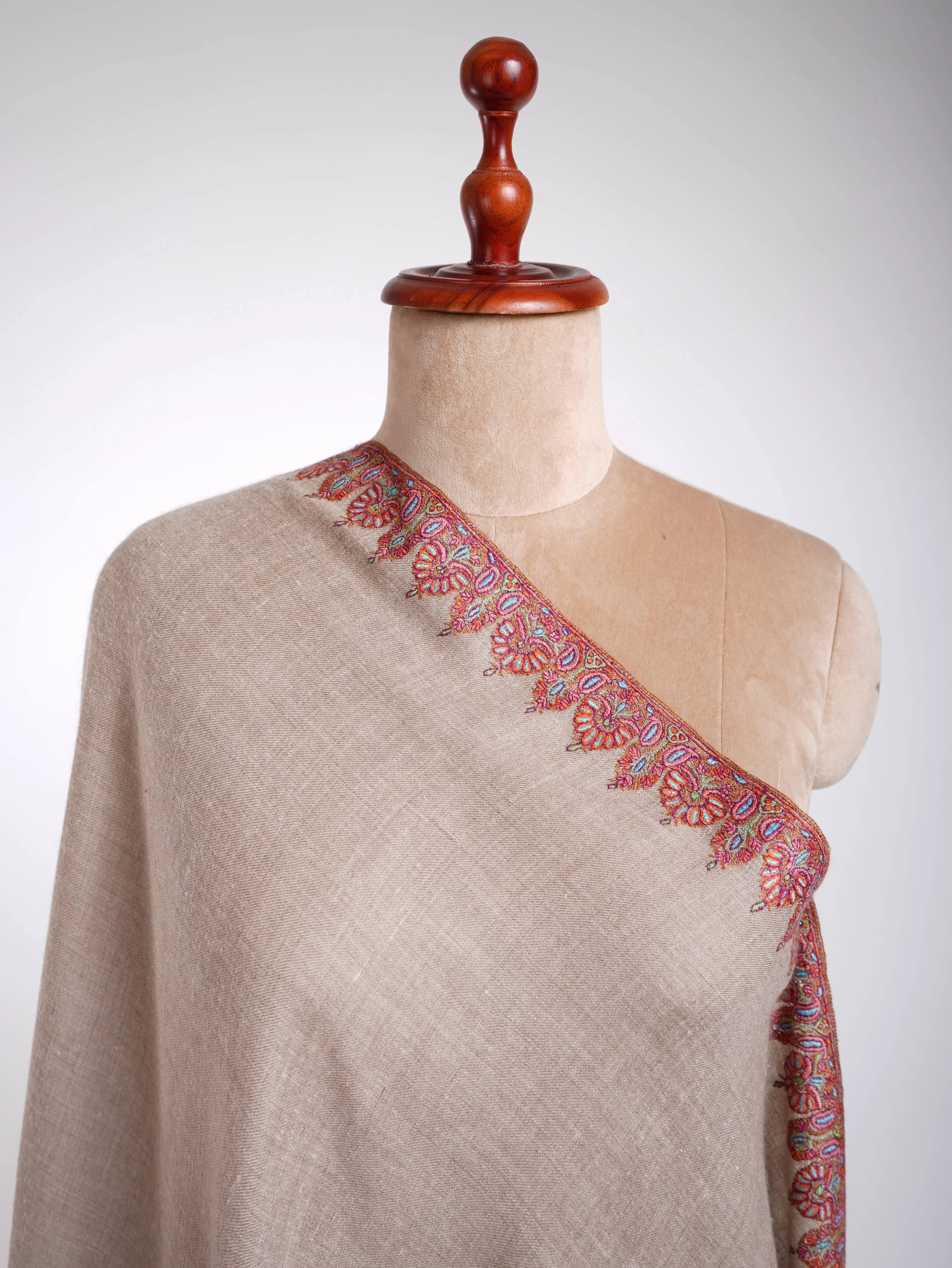 Natural Hand Kashmiri Embroidery Pashmina Shawl