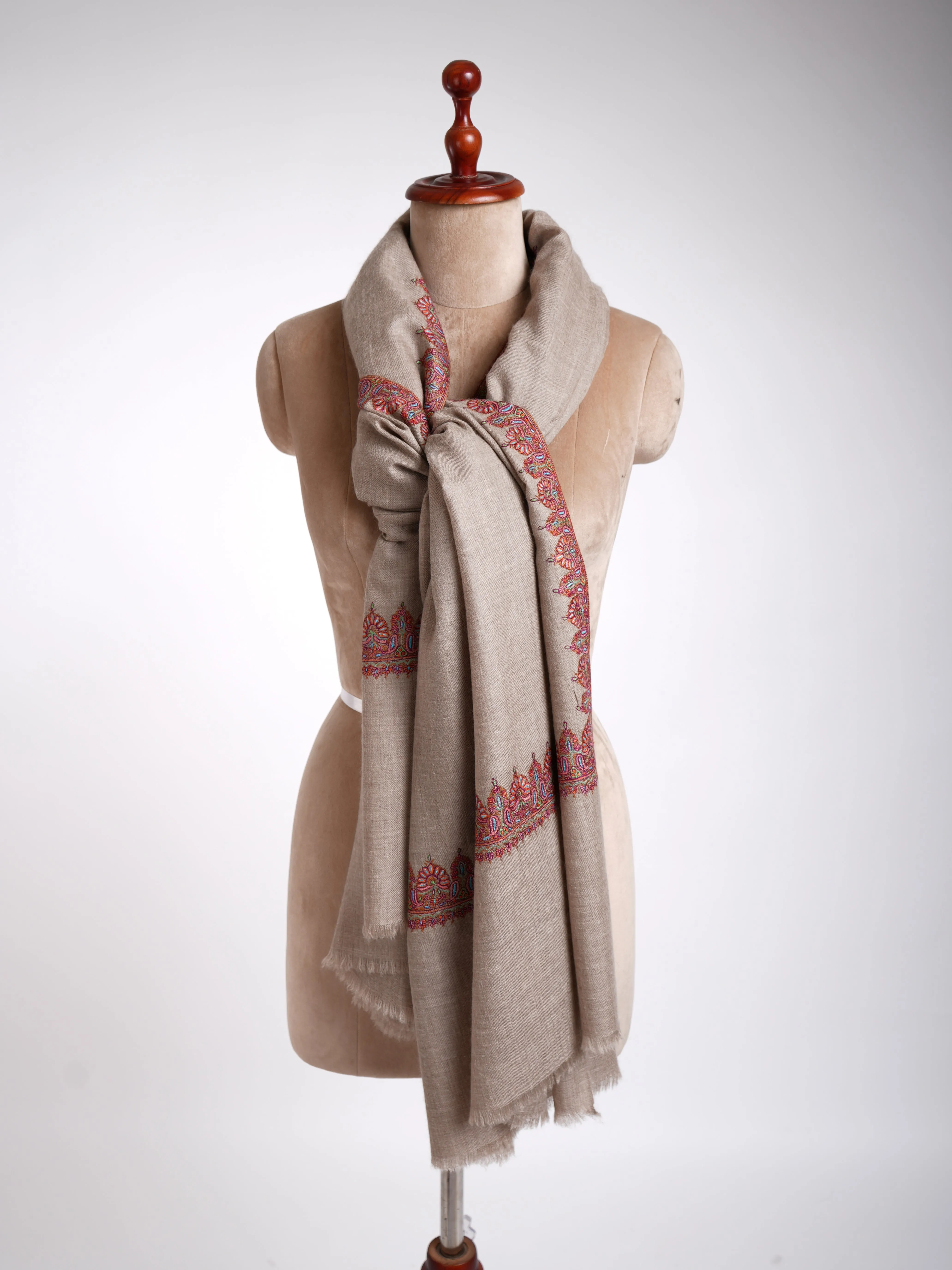 Natural Hand Kashmiri Embroidery Pashmina Shawl